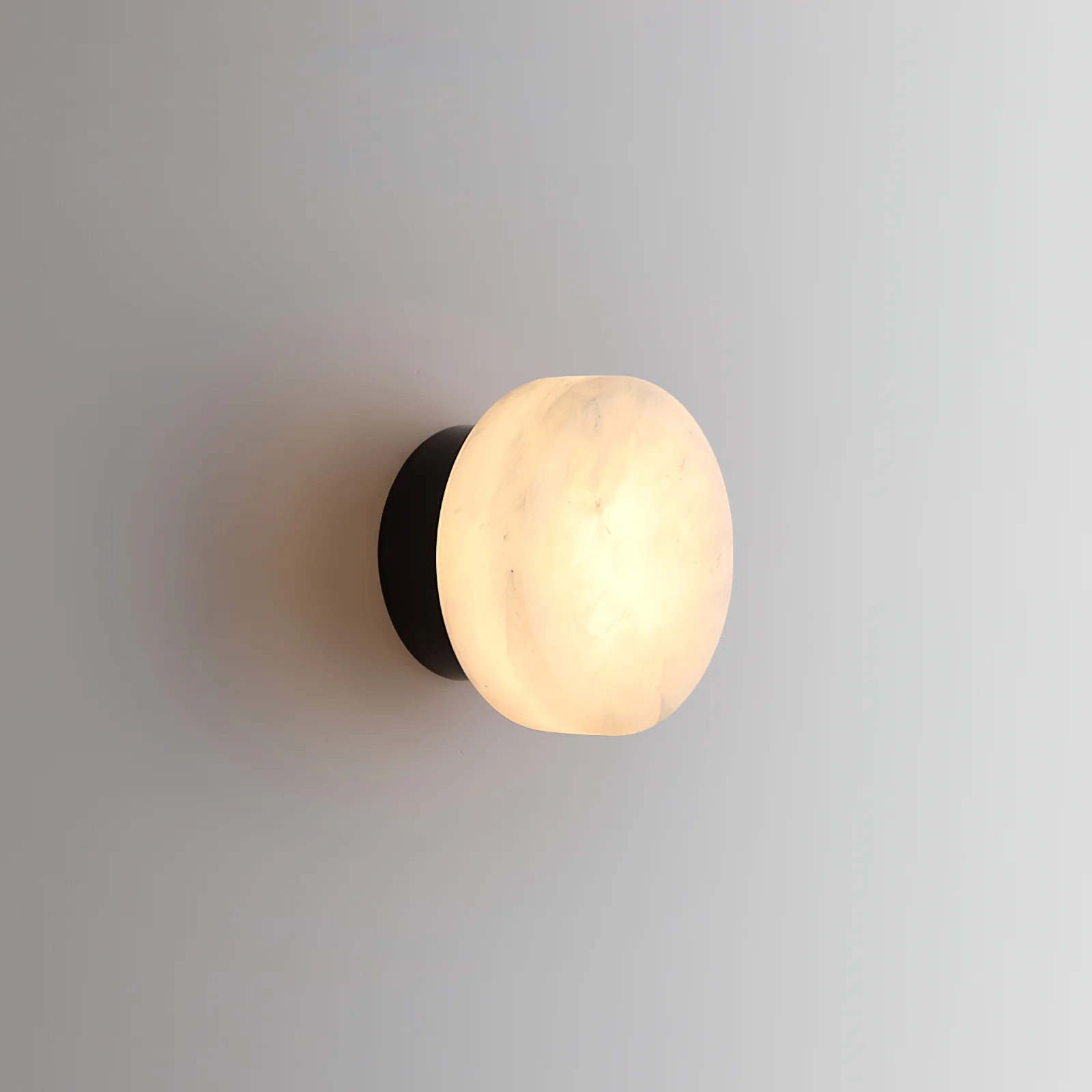 Настенный светильник Cylindrical Alabaster - ∅18см х 7см, черный, белый, теплый свет