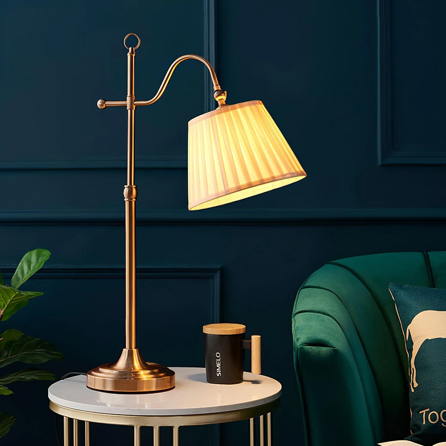 Suffolk Table Lamp - ∅ 8.6″ x H 25.2″ / Dia 24cm x H 64cm / Gold+White / AU plug