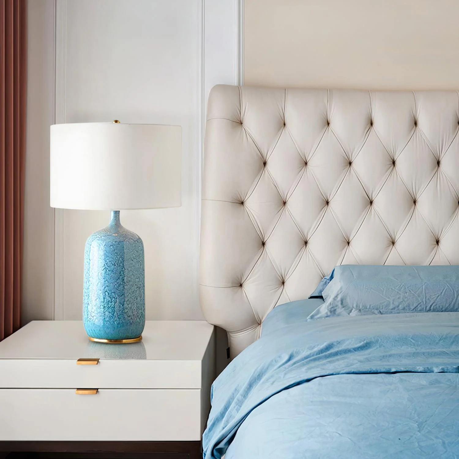 Culloden Table Lamp - ∅ 15″ x H 26.8″ / Dia 38cm x H 68cm / Blue & White / AU plug