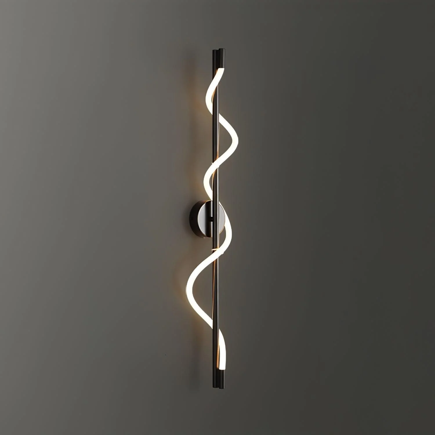 Flexible Linear Curve Wall Lamp - W 9.8″ x H 47.2″ / W 25cm x H 120cm Set of 2 / Black & White / Remote Control Dimmer