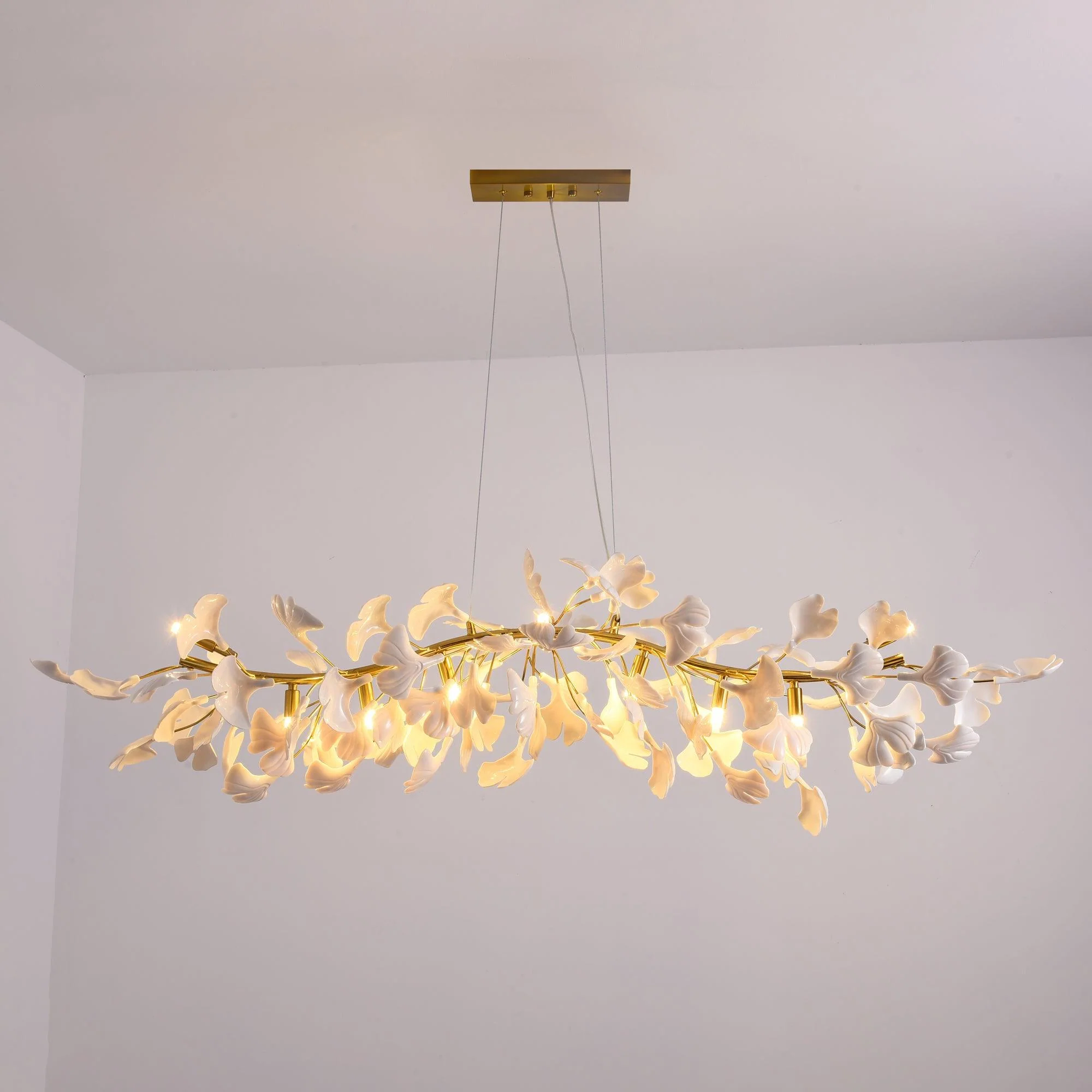Люстра Gingko D - 100см x 40см, золотой, белый