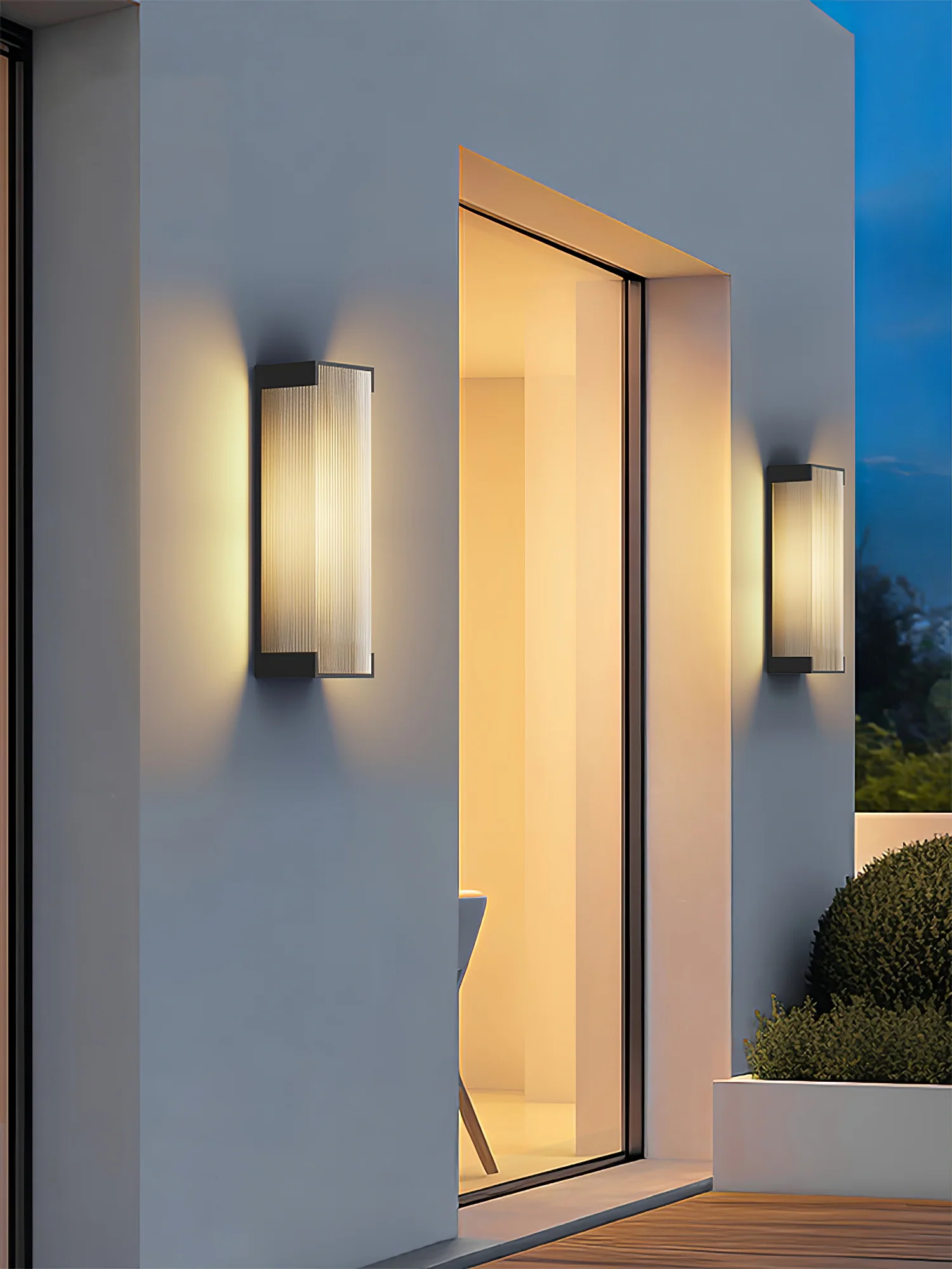 Rectangular Outdoor Wall Light - L 5.9″ x H 19.7″ x Depth 2″ / Warm Light / Set Of 2