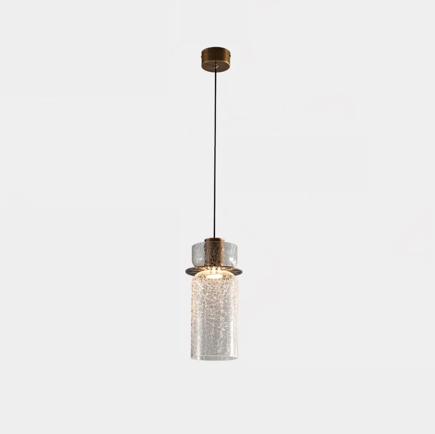 Подвесной светильник Glacier Crackle Glass - модель B, ∅12см x 30см, янтарь, бронза, теплый свет