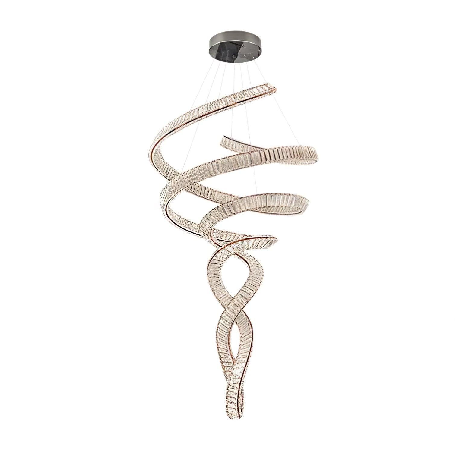 Люстра Long Spiral Crystal - ∅80см x 230см, нержавеющая сталь, прозрачный кристалл, холодный свет
