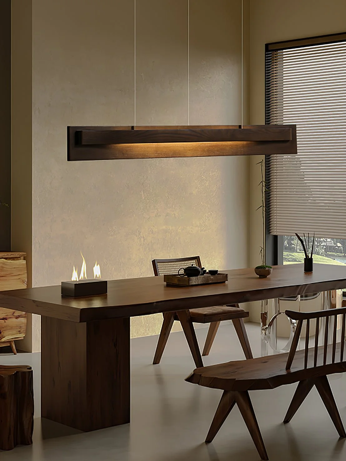 Подвесной светильник Lucien Linear - 120см x 15см, черный, теплый свет