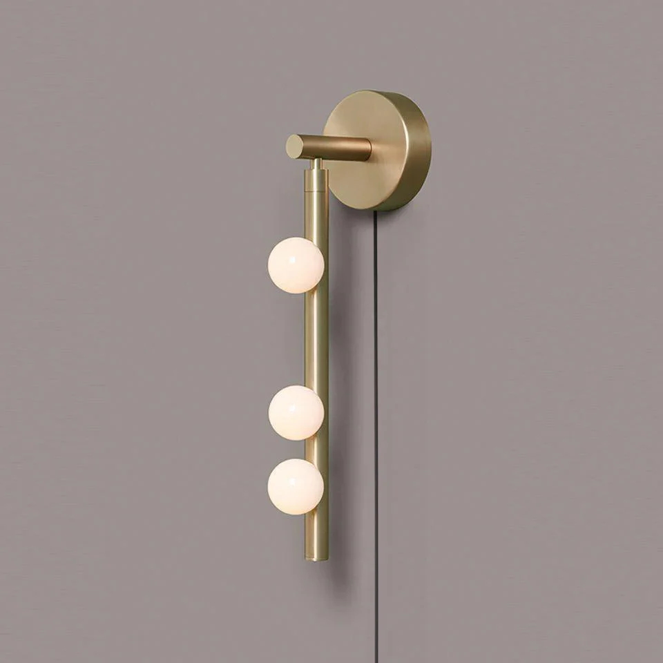 Настенный светильник Brass Glass Tube Plug-in - 7 источников света ∅12см x 100см, латунь, белый
