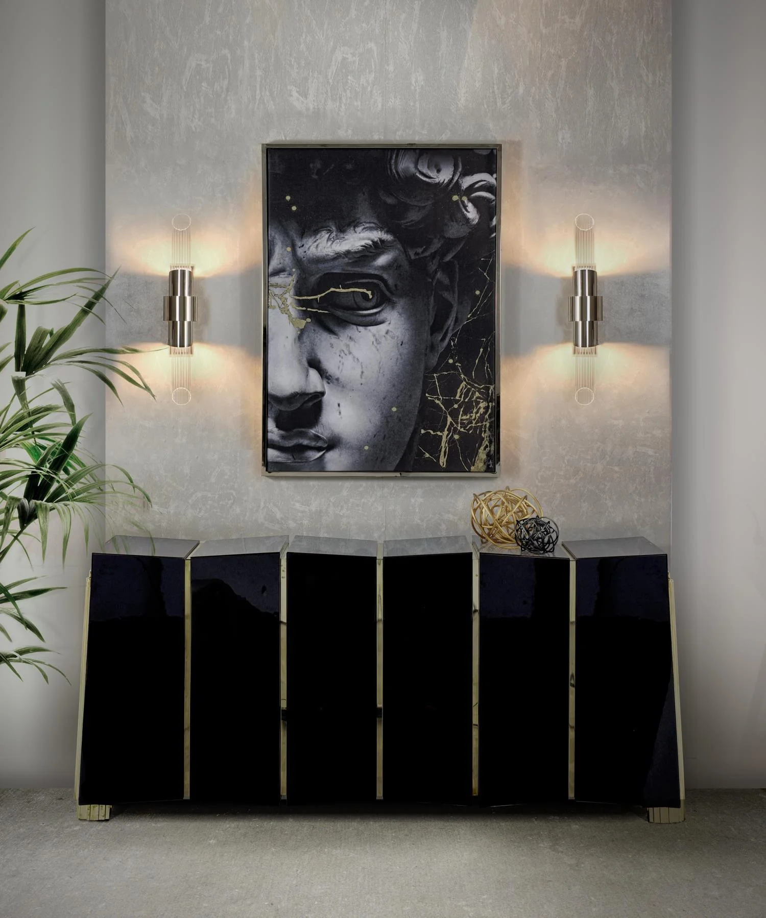 Tycho Small Wall Lamp - Set of 2 / Gold+Clear / Cool Light