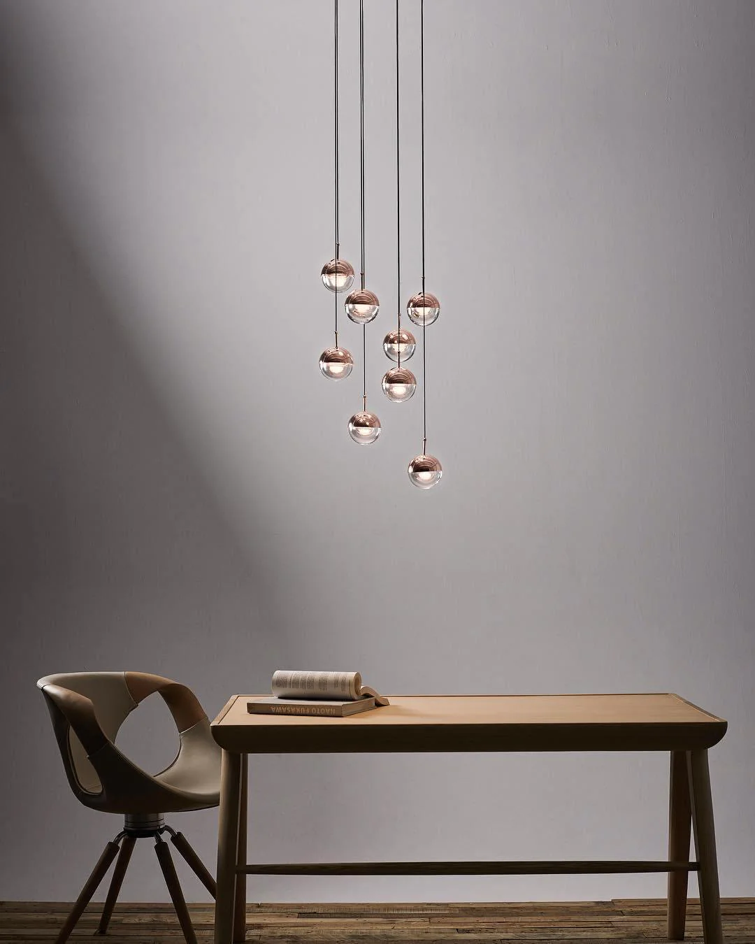 Подвесной светильник Restaurant Art LED - 5 плафонов ∅70см x 200см, розовое золото, теплый свет