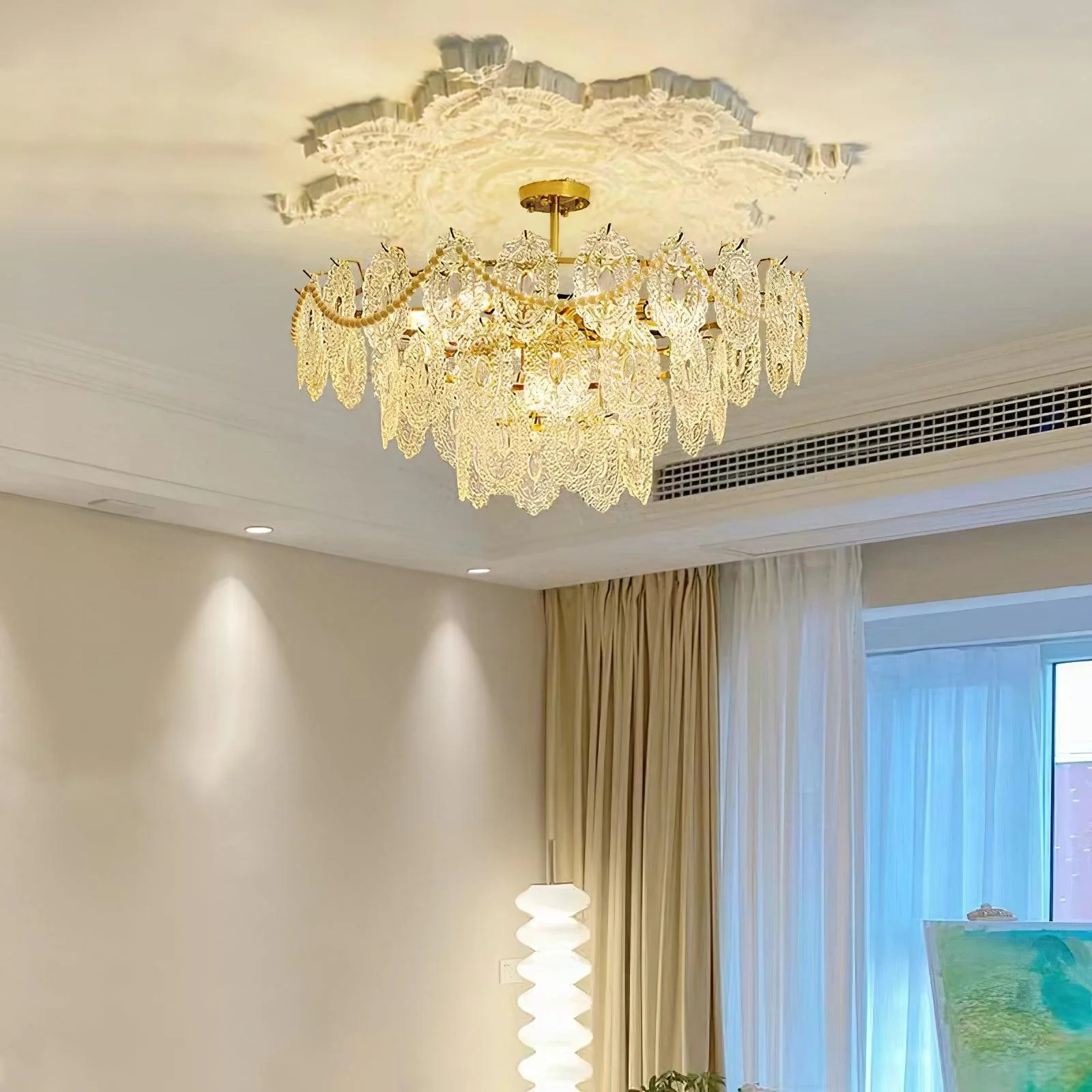 Люстра Wave Glass - ∅40см x 25см, золотой, прозрачный
