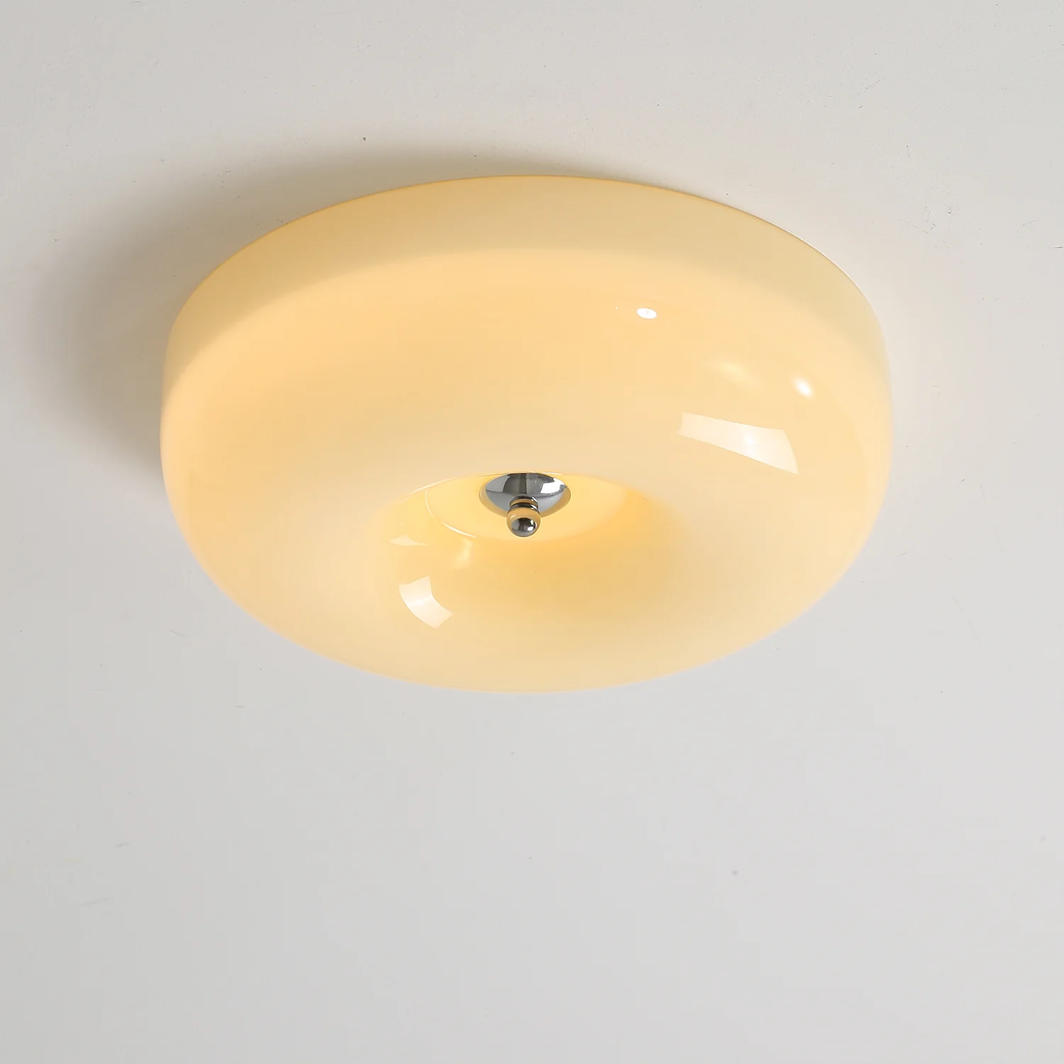 Потолочный светильник Swirl Glass - ∅46см x 10см, кофе, хром, теплый свет
