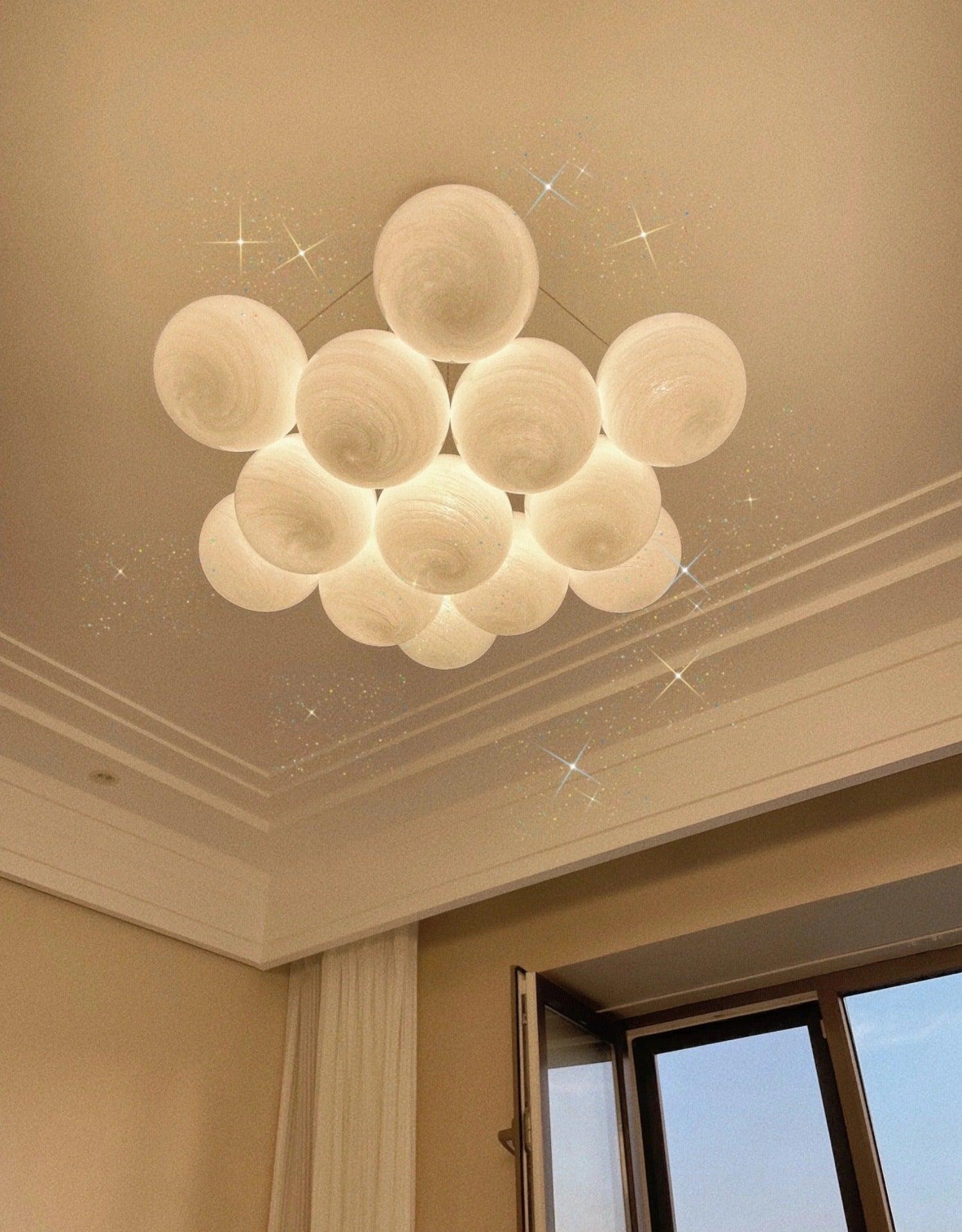 Люстра Glass Cluster - 19 подвесов ∅75см x 150см, золотой, белый