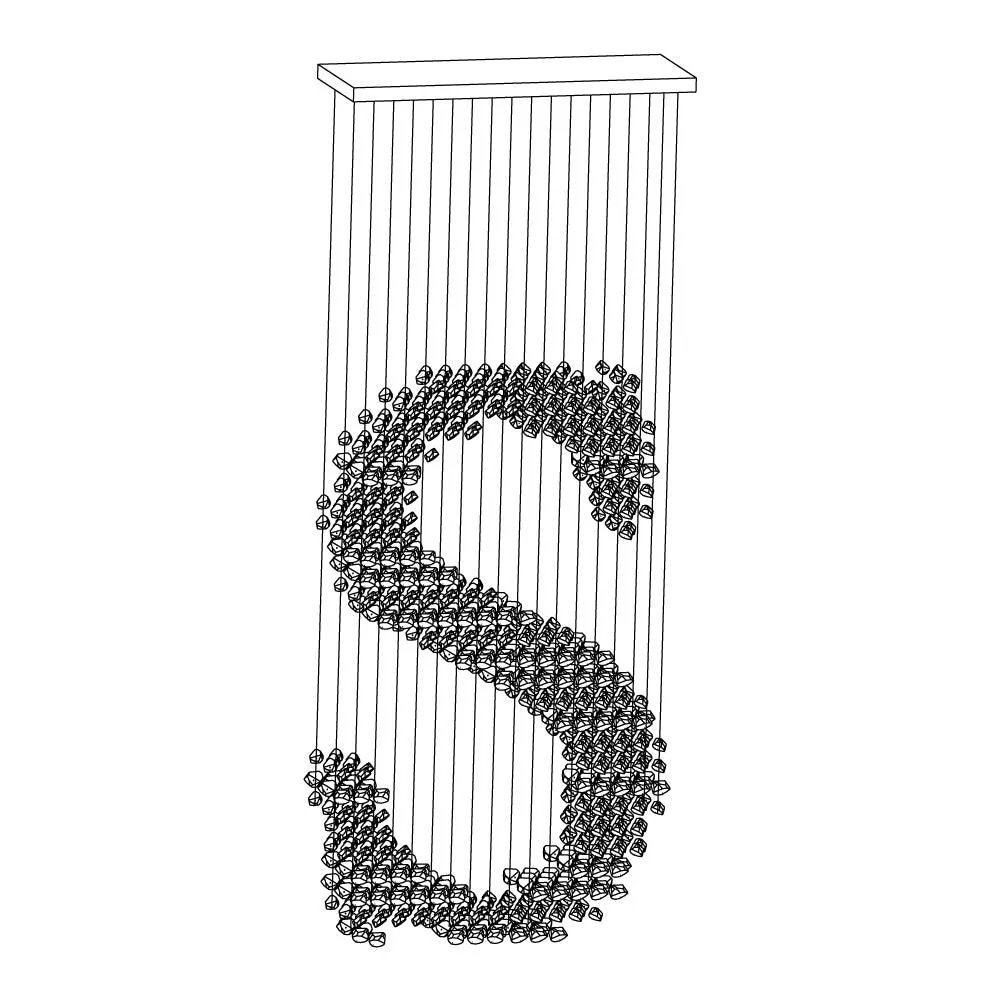 Люстра Charcoal S-Z - круглое крепление, ∅60см x 150см, черный, холодный свет