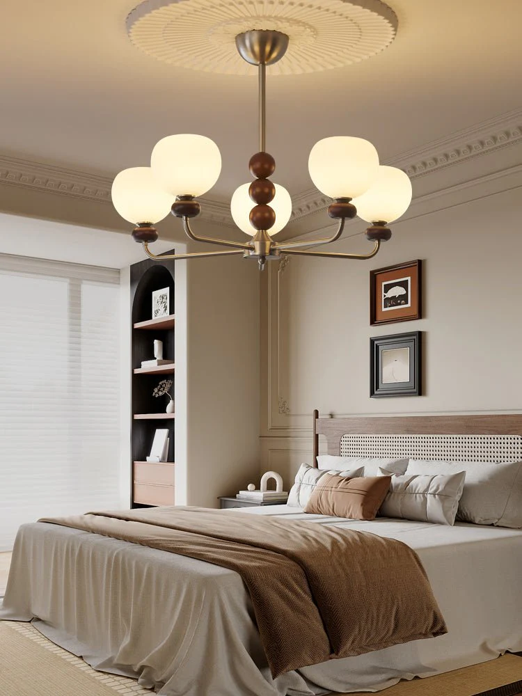 Люстра Orb Walnut - 8 плафонов ∅90см x 25см, орех, никель
