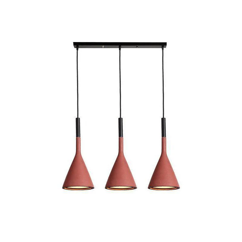 Подвесной светильник Conical Concrete - круглое крепление, 3 подвеса, зеленый