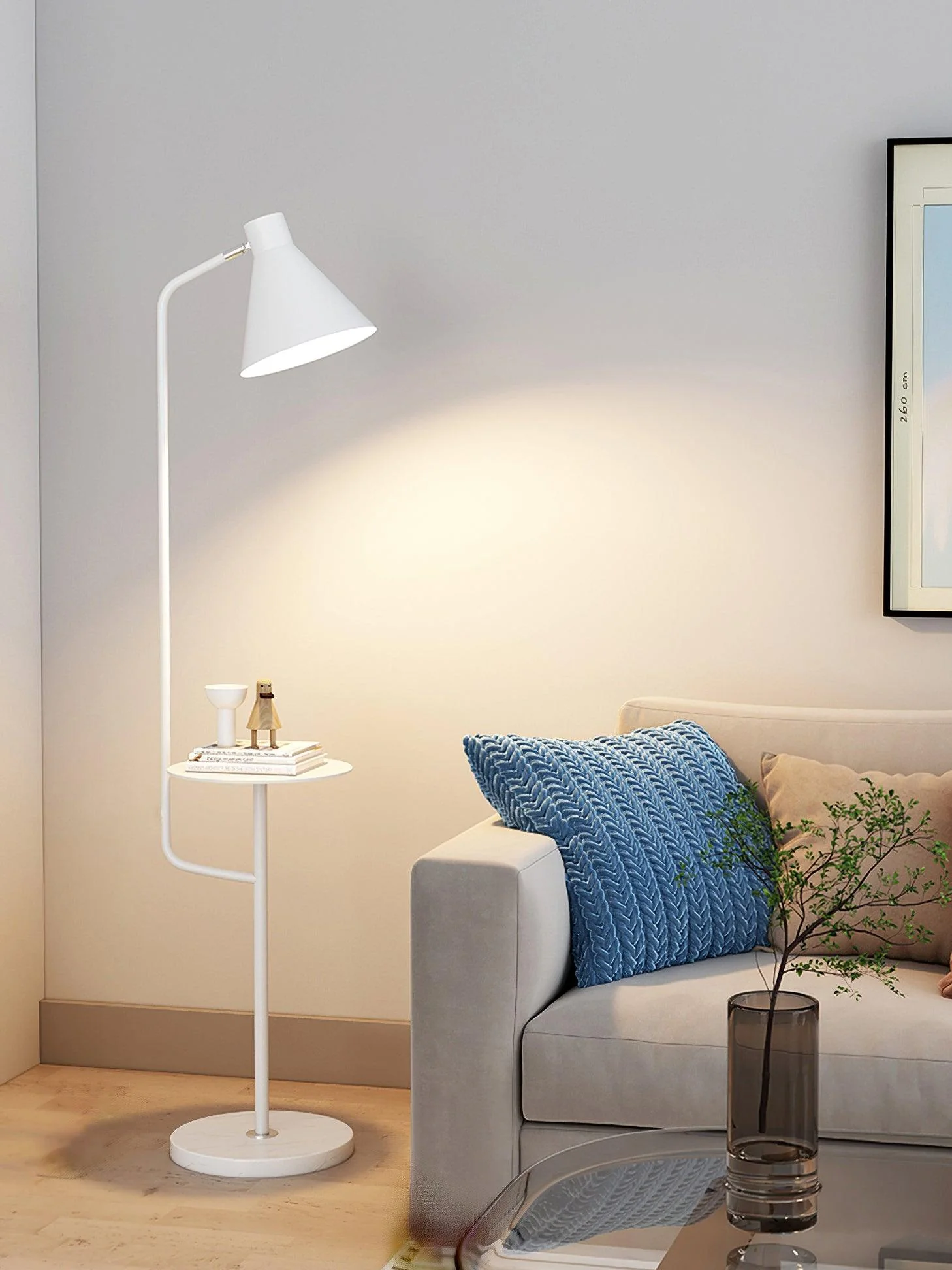 Macaroon Floor Lamp - Model B Marble table: W 11″ x H 59.1″ / Pink / UK plug