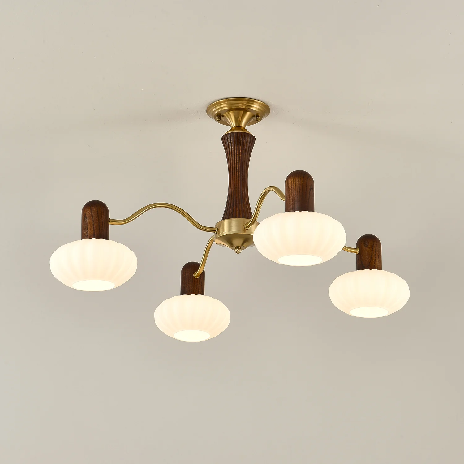 Люстра Walnut Color Embrace - 3 плафона ∅72см x 40см, орех, золотой