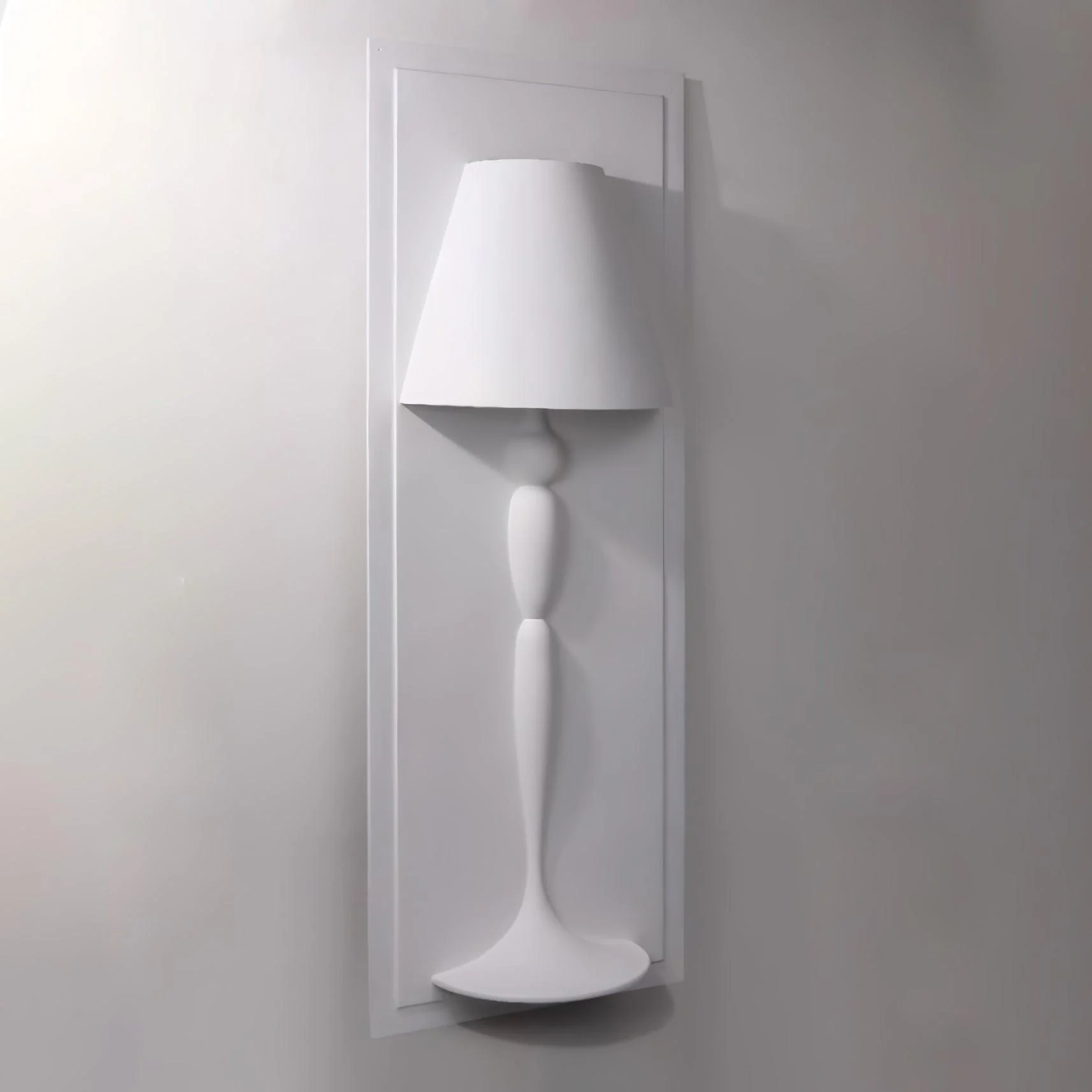 Plaster Picture Wall Lamp - ∅ 15.6″  x H 25.8″ / Dia 39.5cm x H 65.5cm Set of 2 / White / Cool Light
