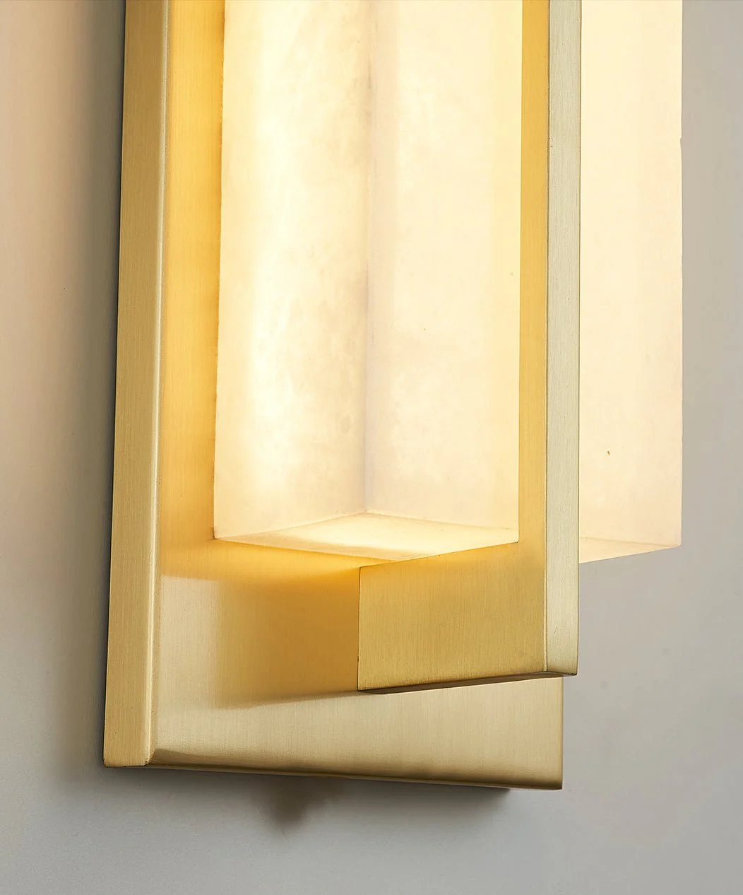 Rectangular Alabaster Brass Wall Sconce - ∅ 4.7″ x H 31.5″ / Dia 12cm x H 80cm / Black & Warm Light / Set Of 2