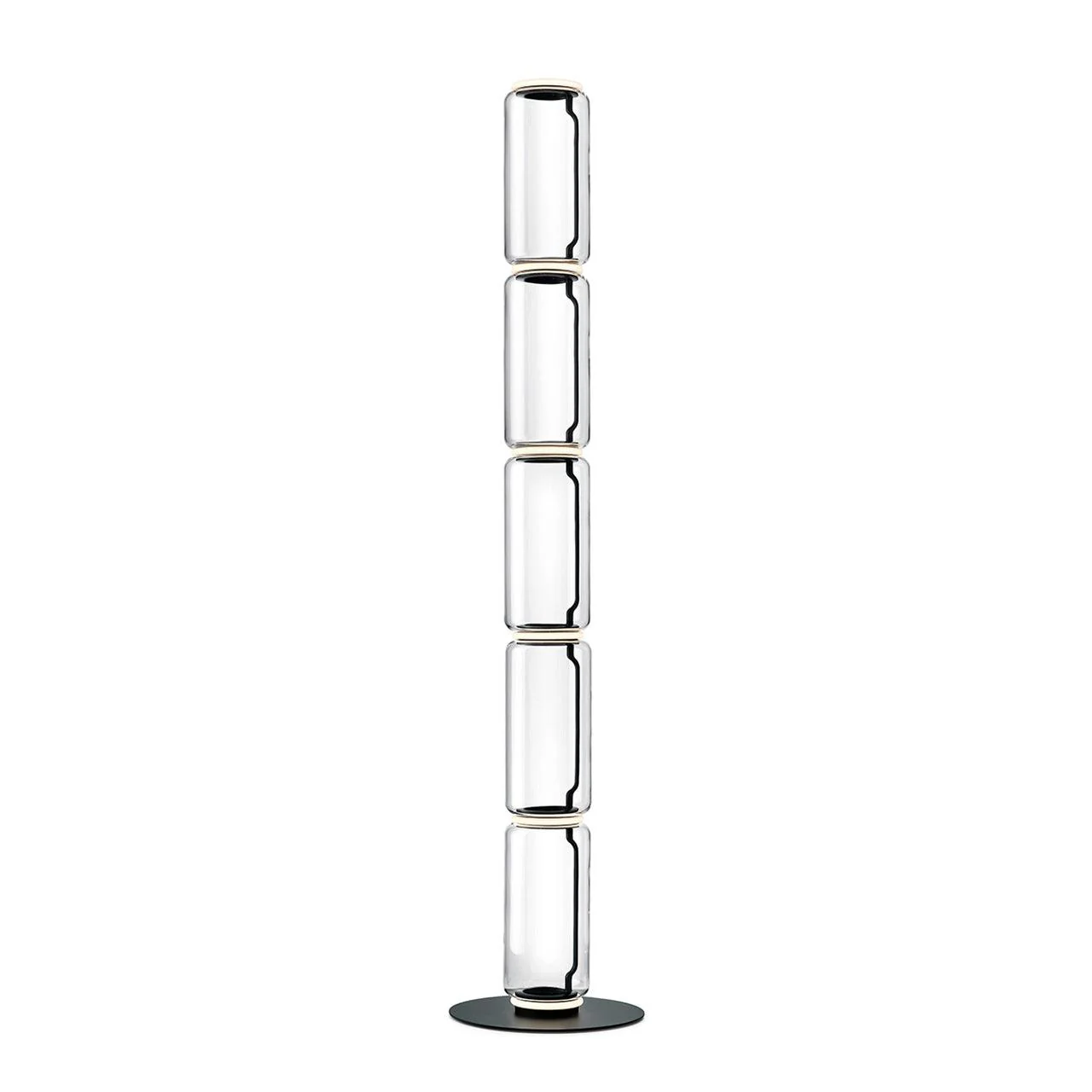 Торшер Bamboo Glass - ∅28см x 57см, стекло, черный, теплый свет