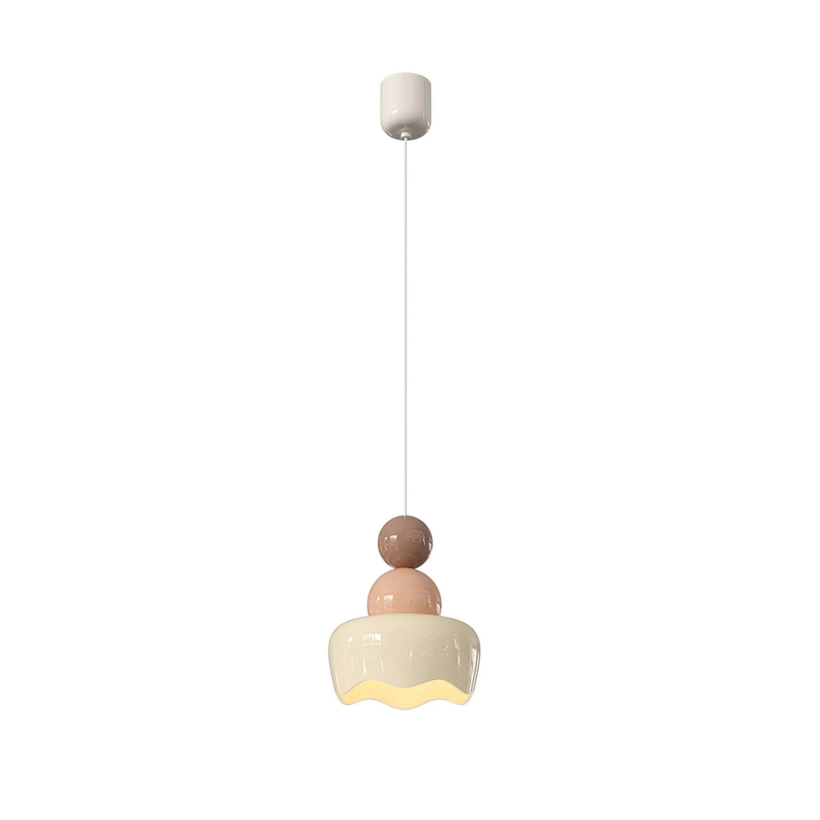 Подвесной светильник Sunny Rain Doll - ∅16см x 18см, молочный белый, кофейный, молочный кофе, теплый свет