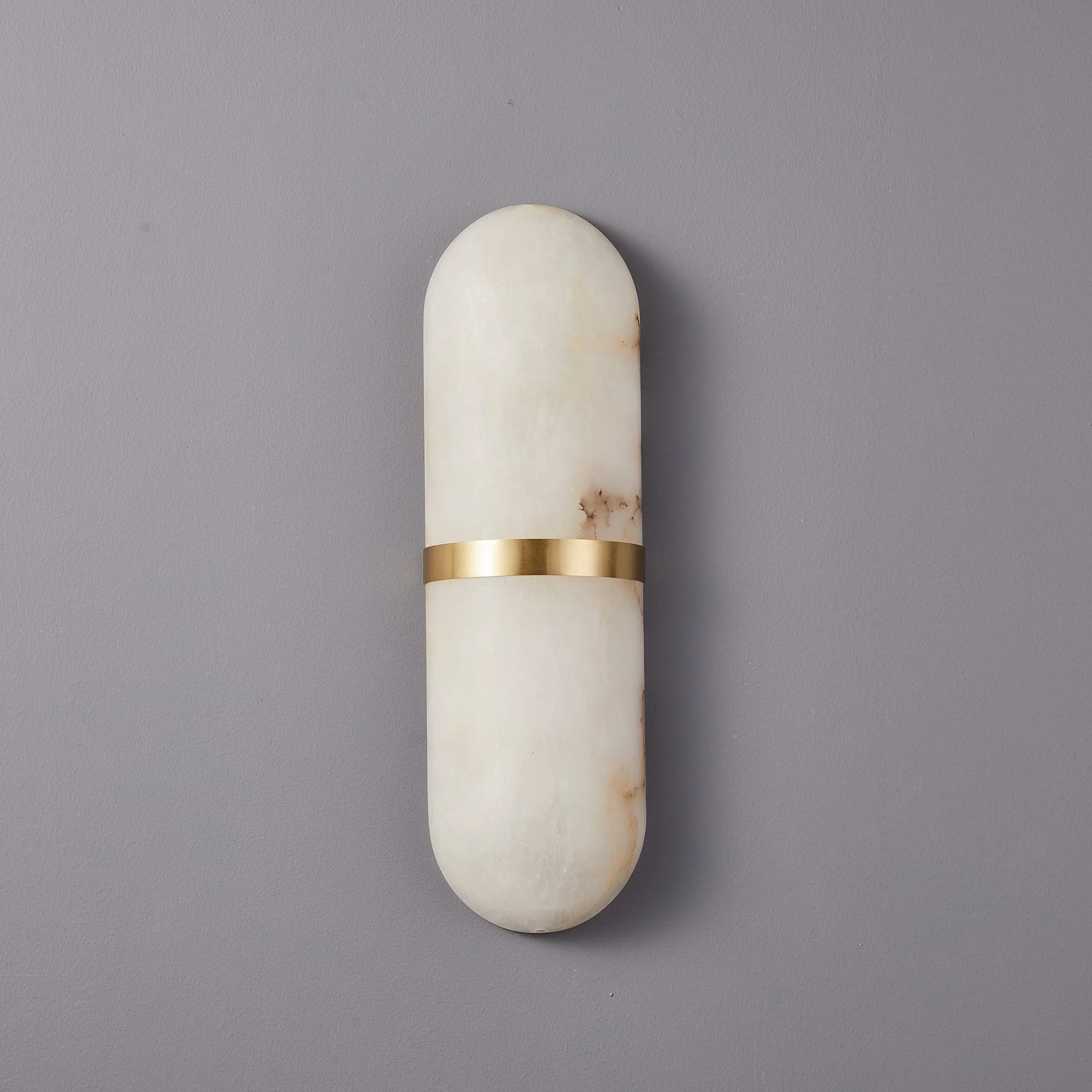 Alabaster Pill Wall Light - ∅ 4.7″ x H 15.7″ / Black & Warm Light / Set Of 2