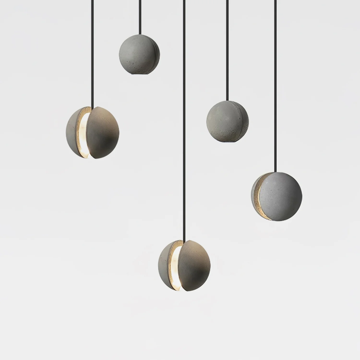 Подвесной светильник Moon Concrete - 2 плафона ∅24см x 150см, серый