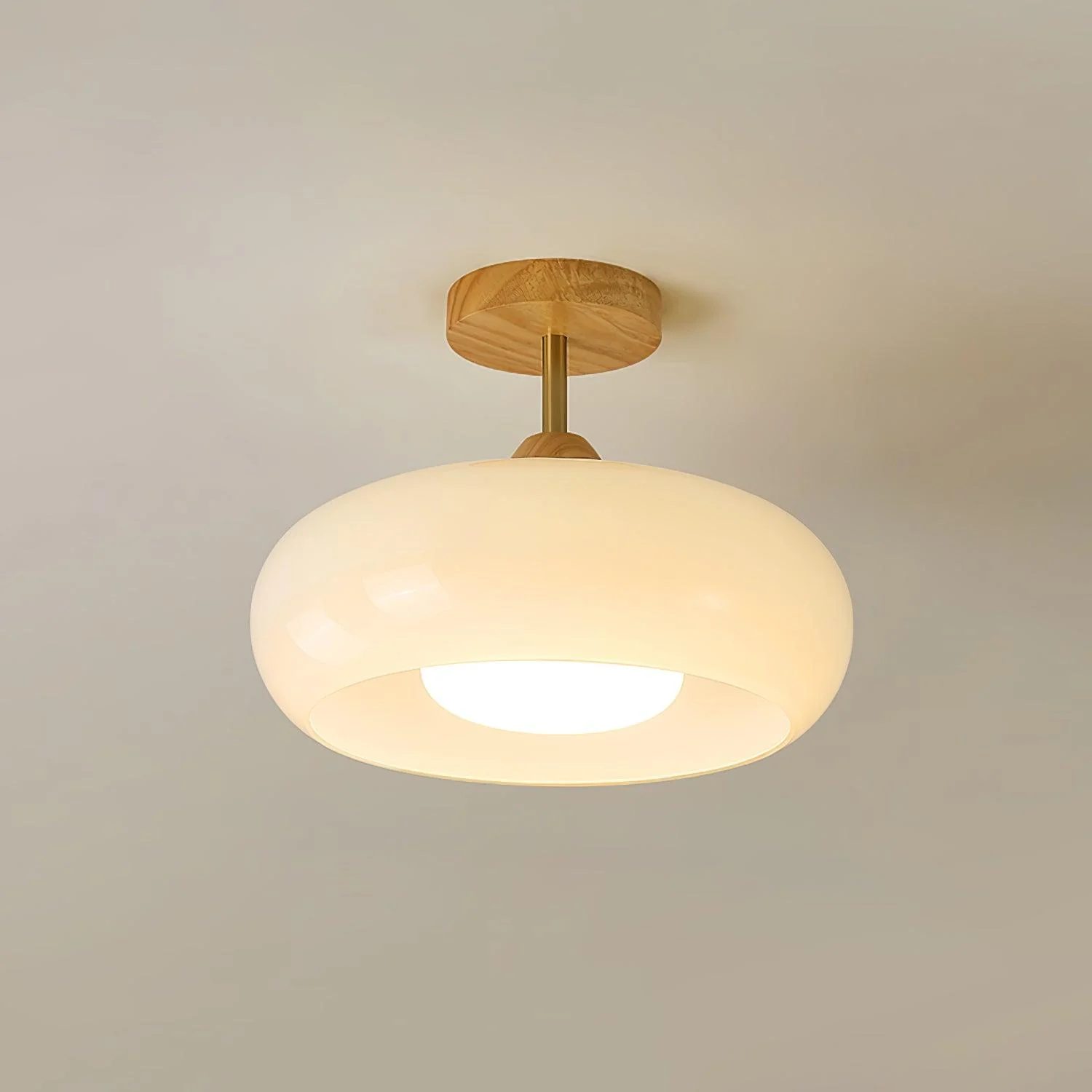 Потолочный светильник Plafonnier - ∅28см x 20см, дерево, оранжевый
