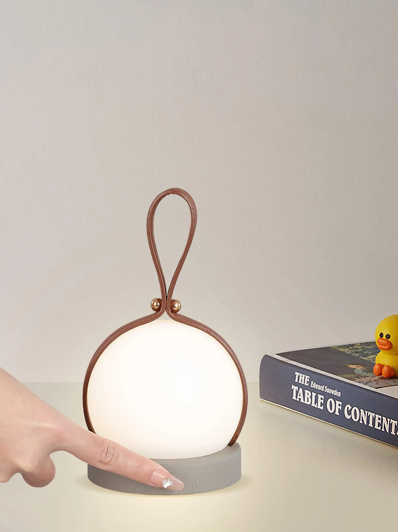 Настольный светильник Bola Lantern - ∅10см x 12см, коричневый, светло-серый, сенсорный выключатель