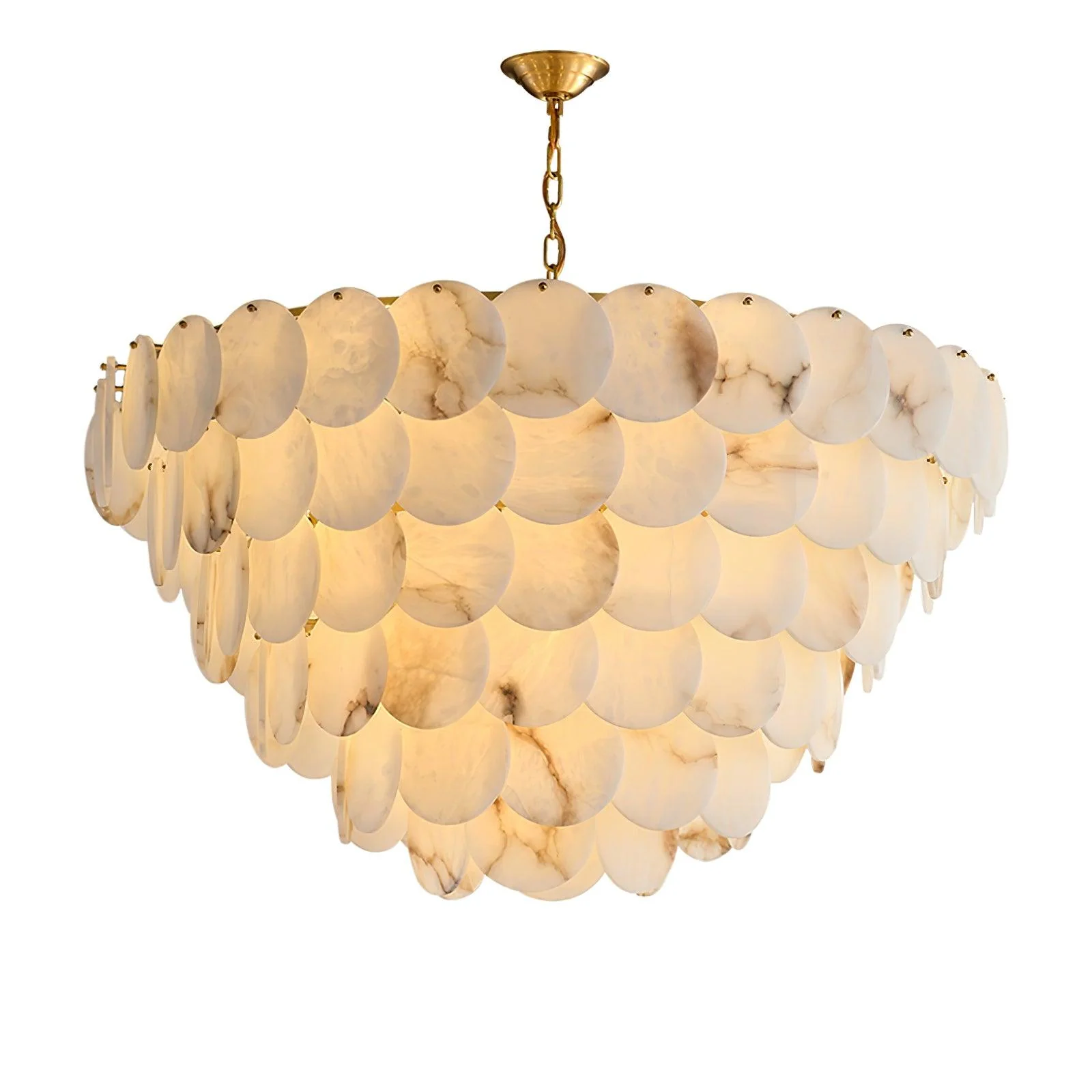 Люстра Alabaster Shell Brass - 4 уровня ∅60см x 75см, латунь, белый
