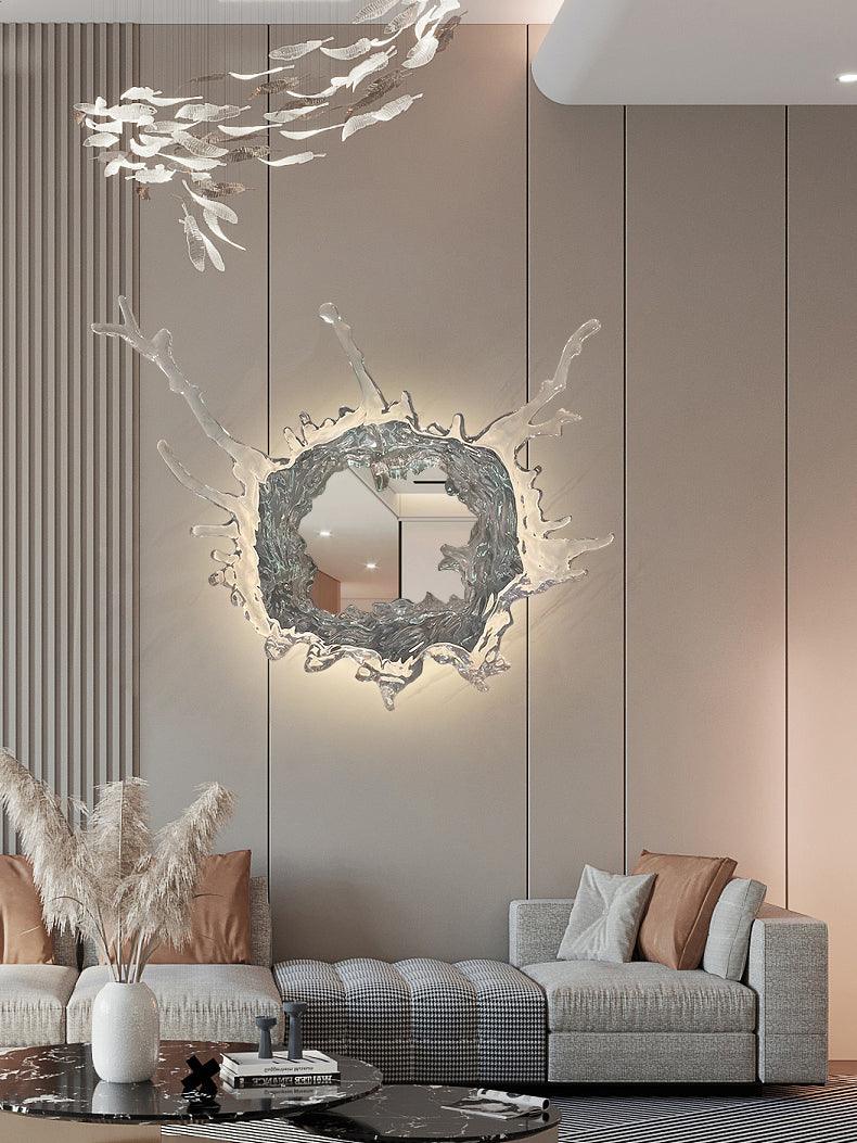 Настенный светильник Water Drop Mirror - ∅87см x 87см, золотой, прозрачный, теплый свет