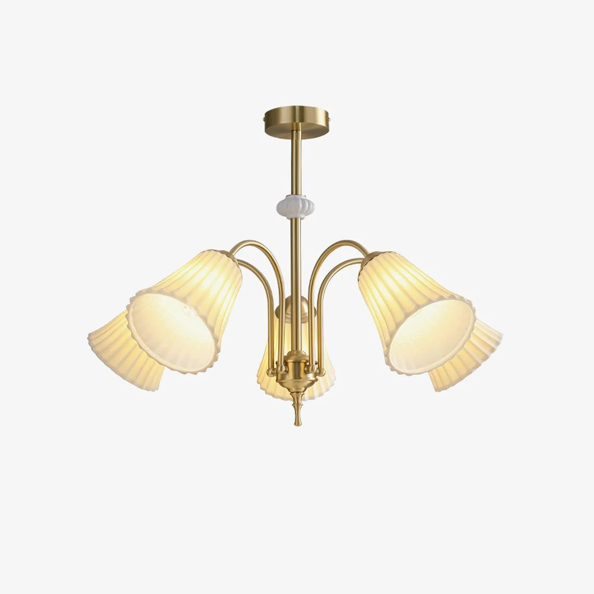Люстра Medieval Ceramic Trumpet - 5 источников света ∅60см x 43см, золотой, белый