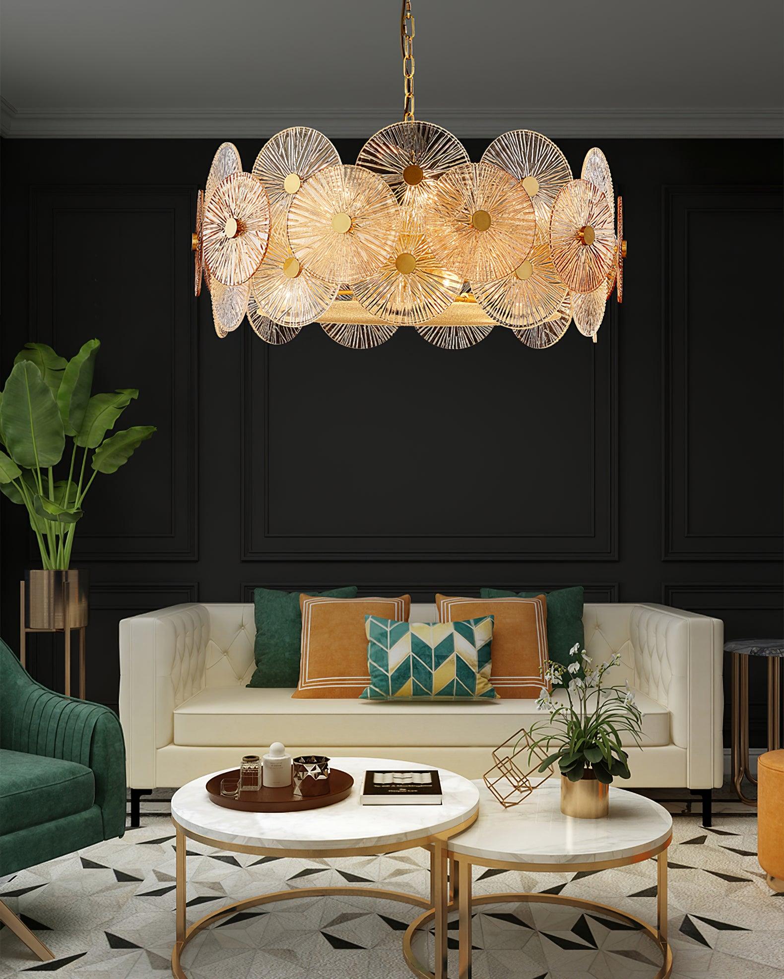 Люстра Maytoni Aster - ∅100см x 55см, янтарь, прозрачный, золотой