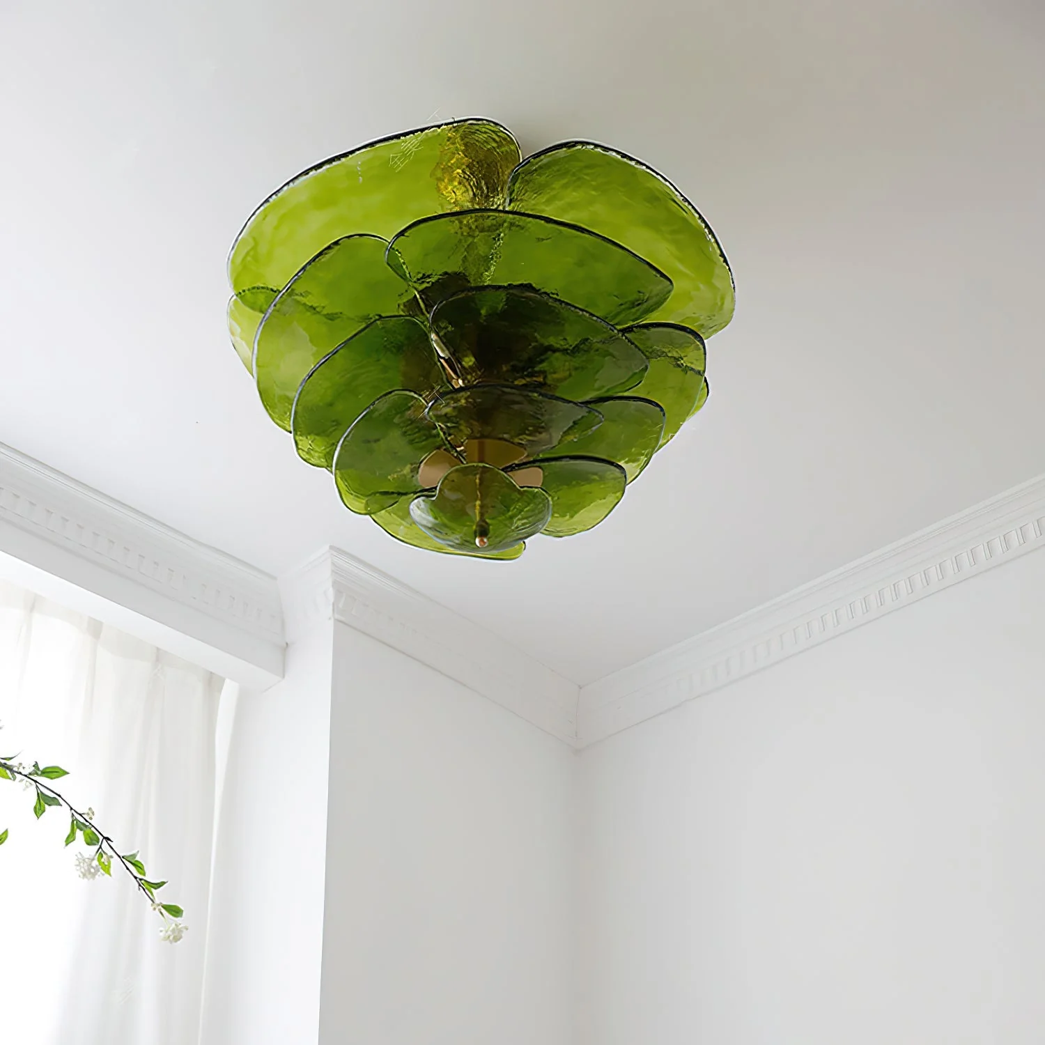 Люстра Petals Gold Murano - 4 яруса ∅67см x 29см, янтарь, золотой