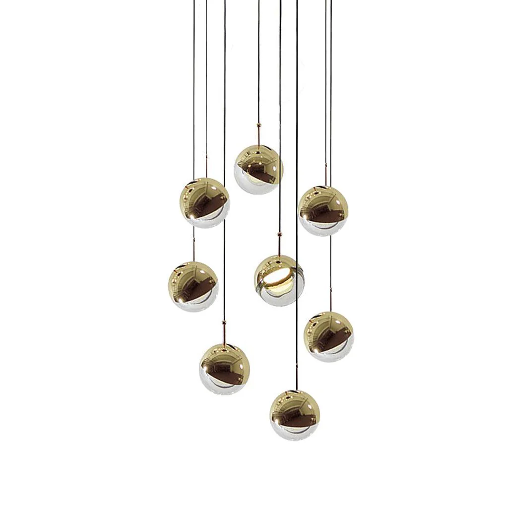 Подвесной светильник Restaurant Art LED - 5 плафонов ∅70см x 200см, розовое золото, теплый свет