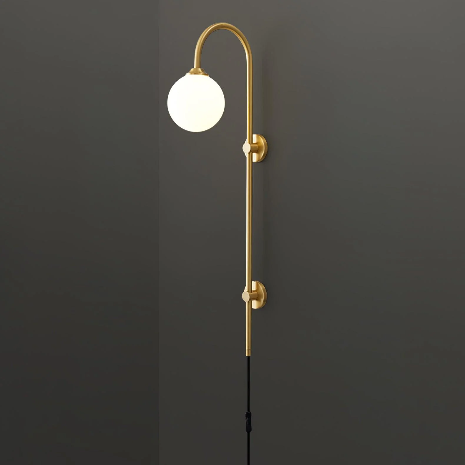 Настенный светильник Globe Brass Plug-in - ∅15см х 120см, золотой, белый