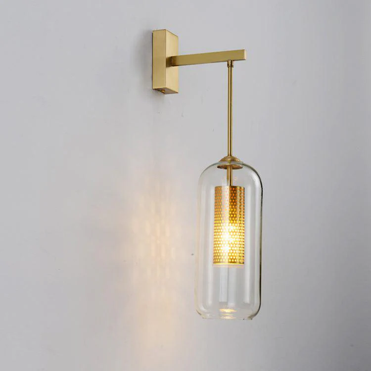 Vadim Glass Wall Lamp - ∅ 9.8″ x H 23.6″ / Dia 25cm x H 60cm Set of 2 / Black & Clear glass