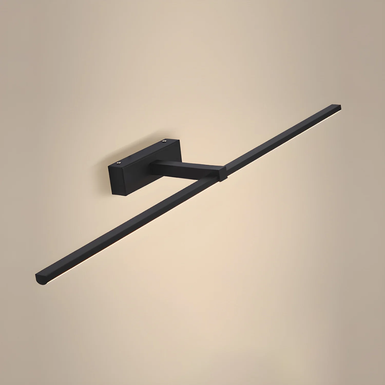 Metal Linear Mirror Wall Light - ∅ 23.6″ x H 3.1″ / Black & Warm Light / Set Of 2