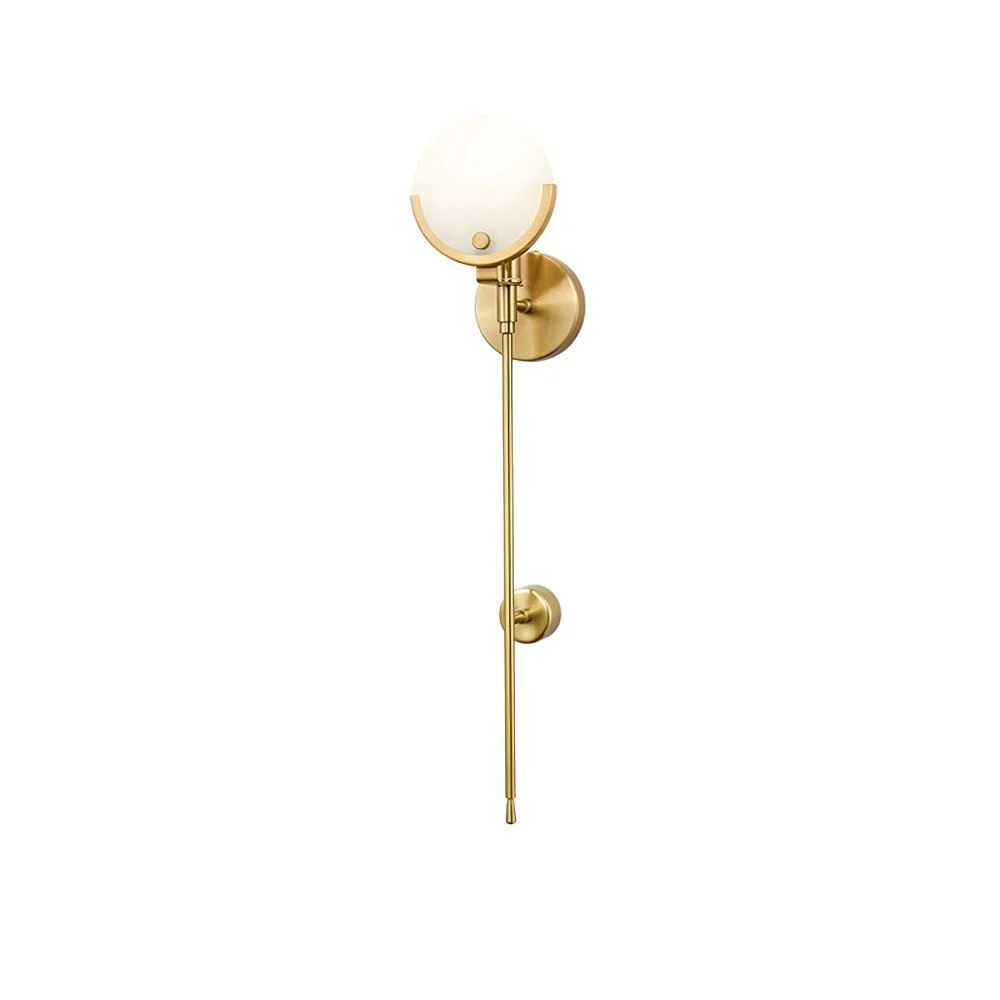 Ava Brass Wall Lamp - ∅ 4.7″ x H 13.8″ / Dia 12cm x H 35cm Set of 2 / Brass & White