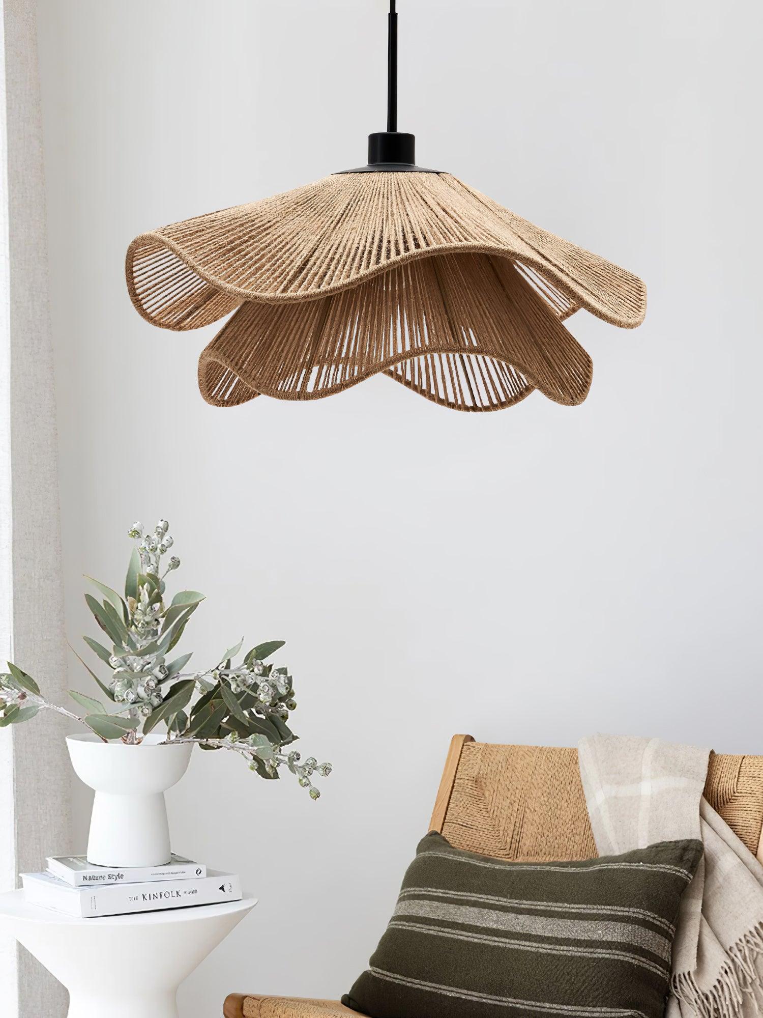 Подвесной светильник Handmade Straw Hat - ∅60см x 23см, черный, коричневый, пеньковая веревка