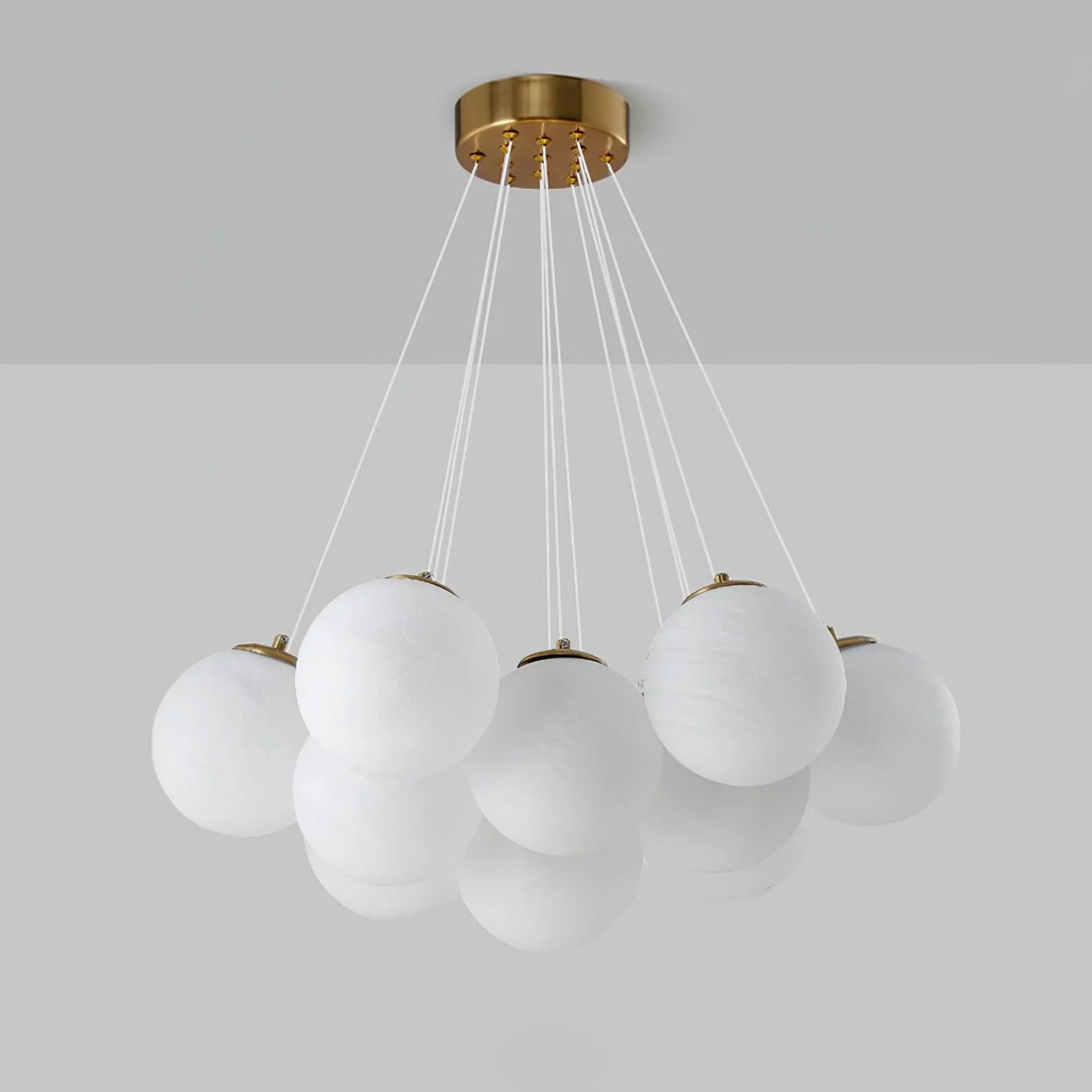 Люстра Glass Cluster - 19 подвесов ∅75см x 150см, золотой, белый