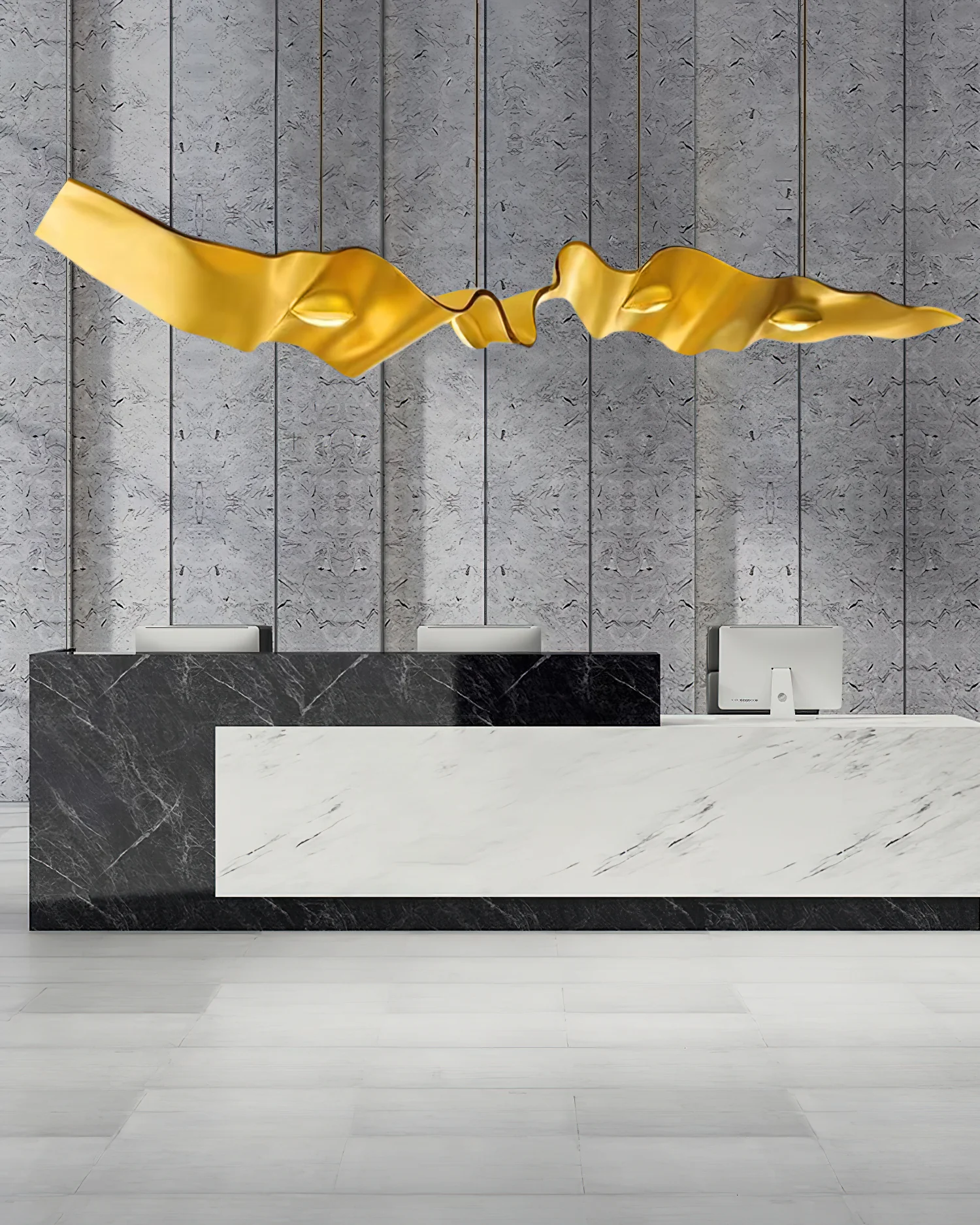 Люстра Gold Ribbon - ∅190см x 150см, золотой, теплый свет