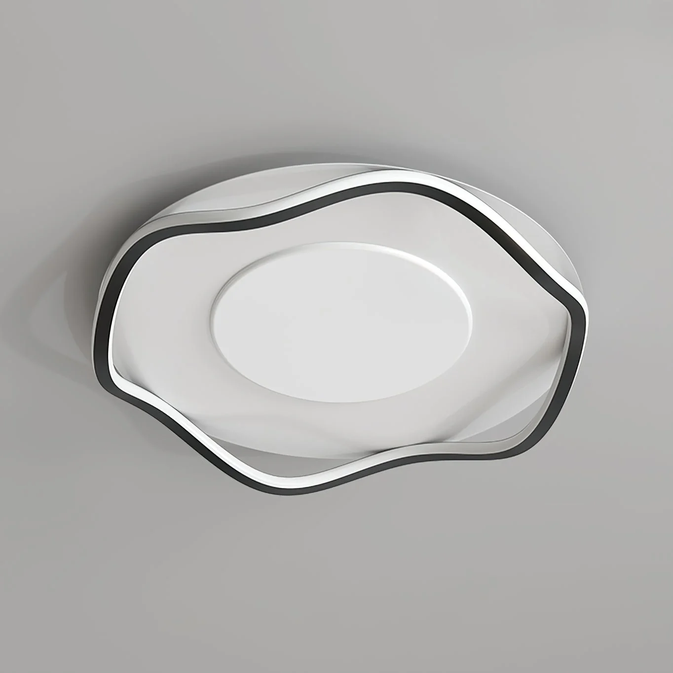 Потолочный светильник Minimalist Cloud Shape - ∅48см x 10см, белый, черный, холодный свет