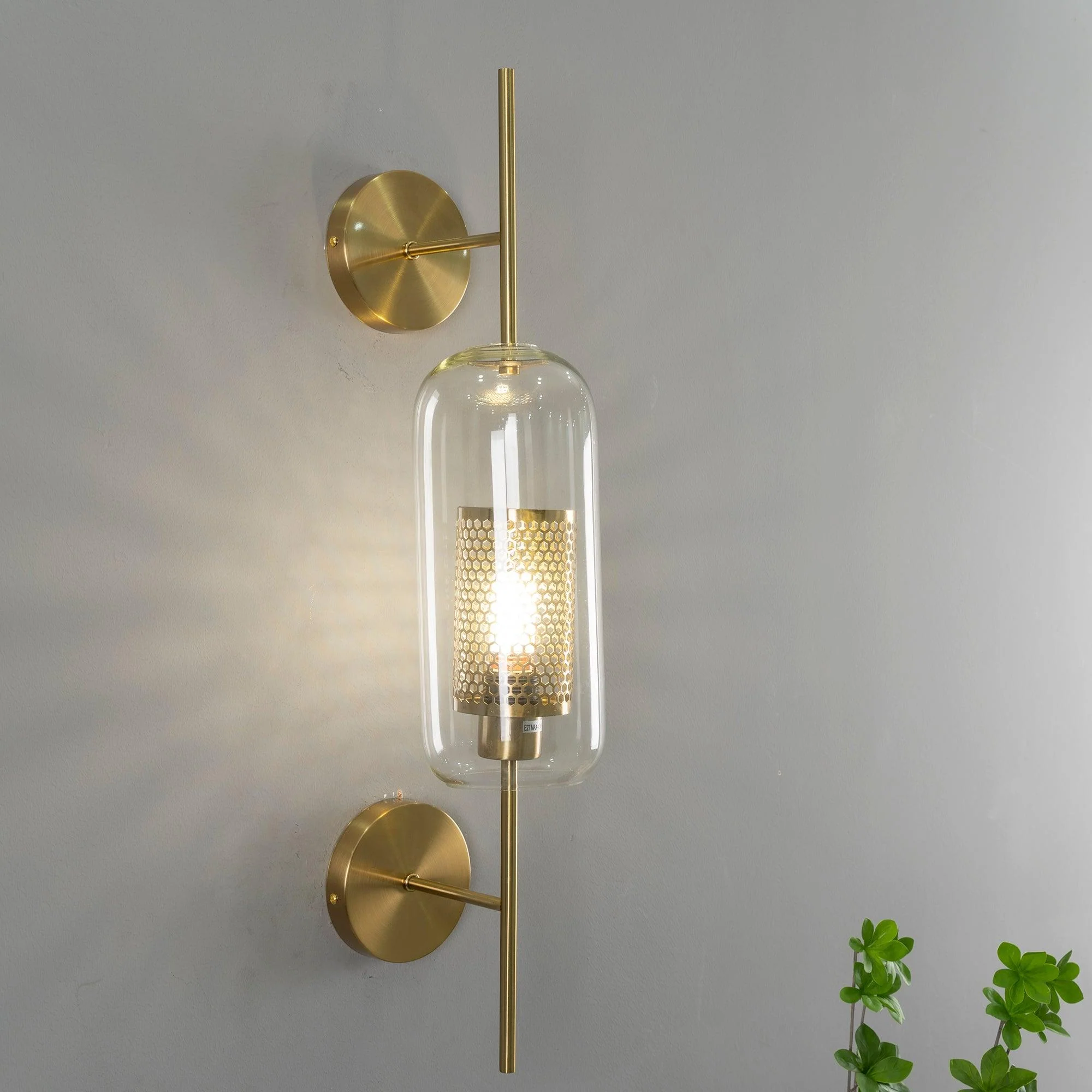 Настенный светильник Chiswick Glass - ∅13см x 67см, серебряный, стекло, 2 шт