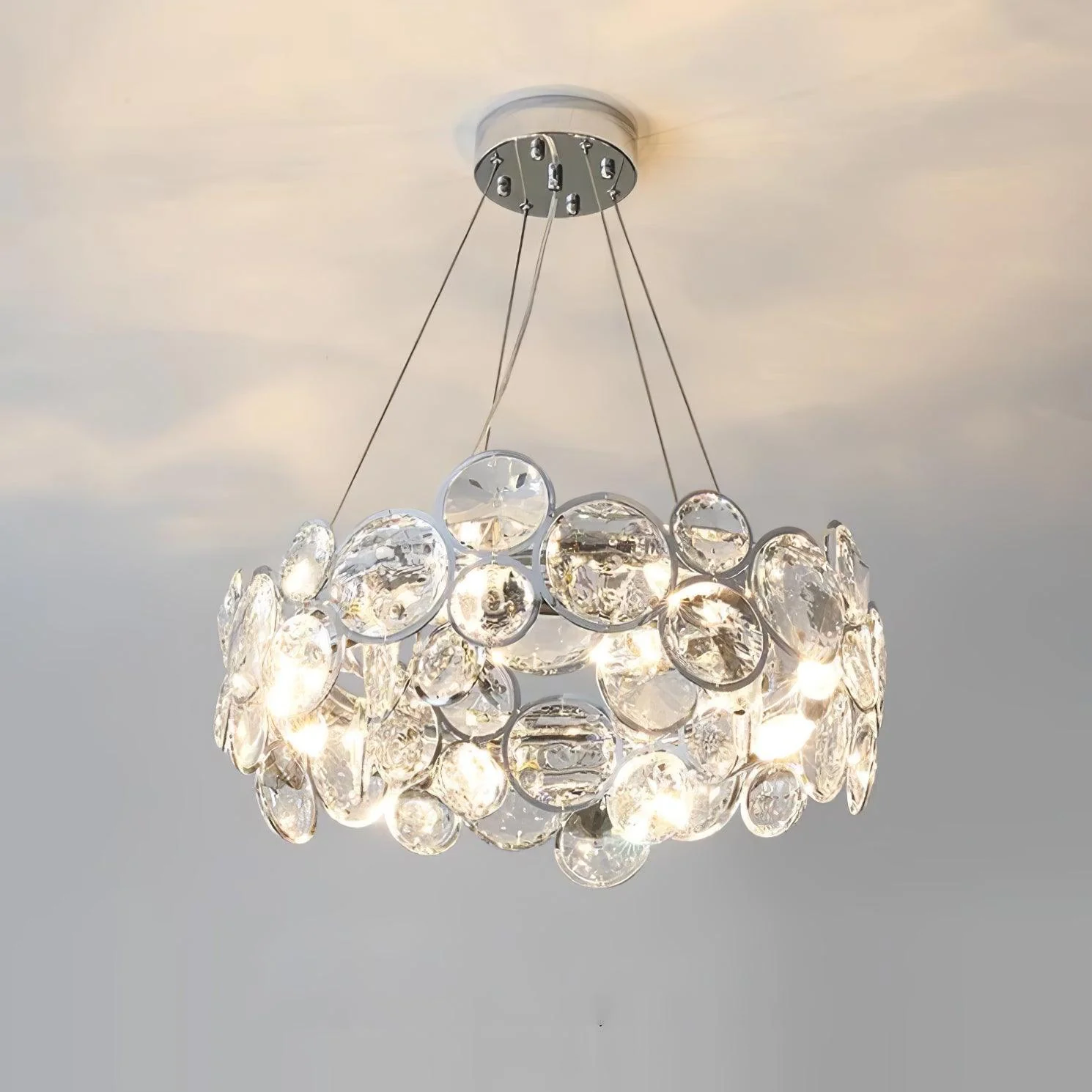 Люстра Chrome Round Crystal - ∅100см x 17см, хром, прозрачный кристалл