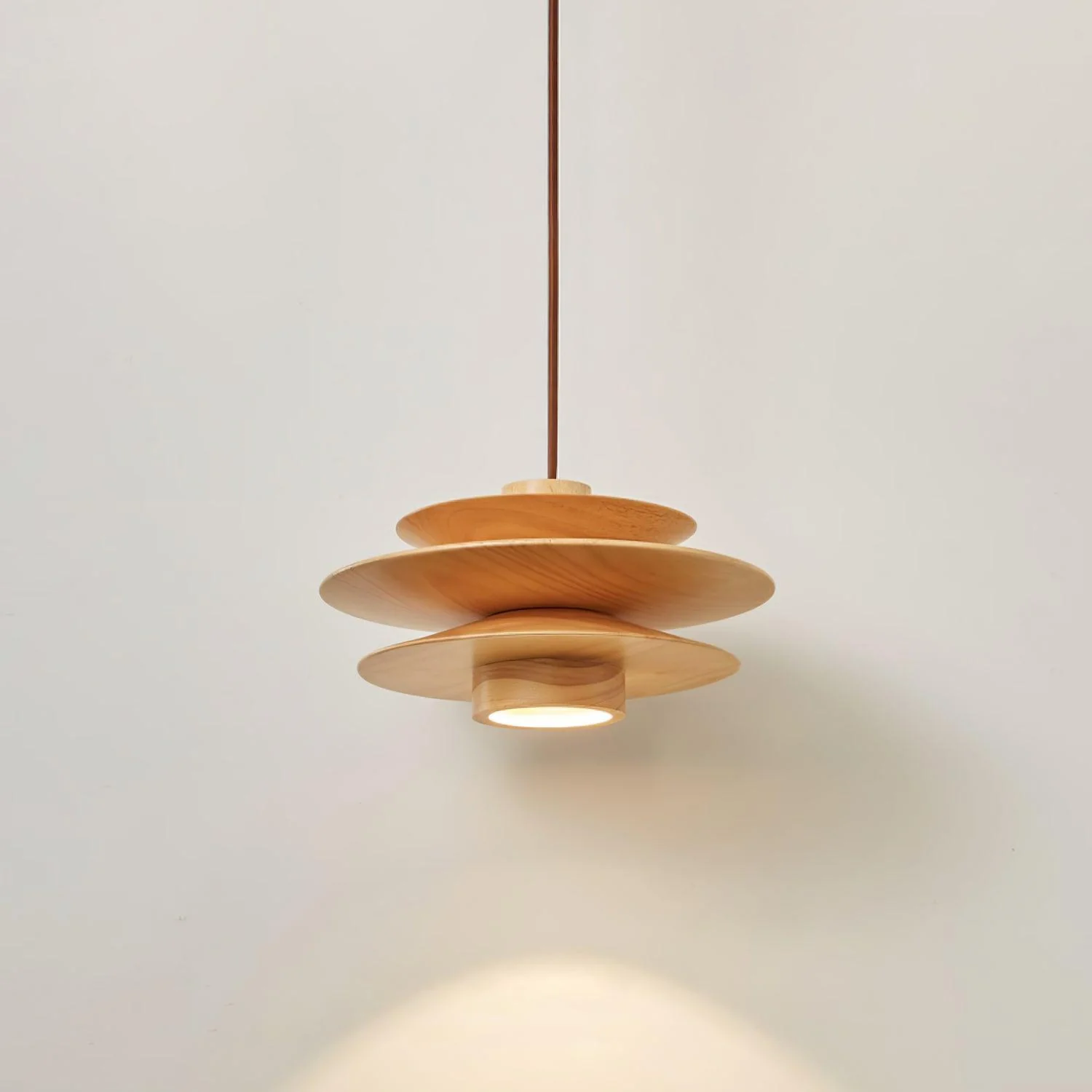 Подвесной светильник Cascade Wooden Disc - ∅30см x 15см, дерево