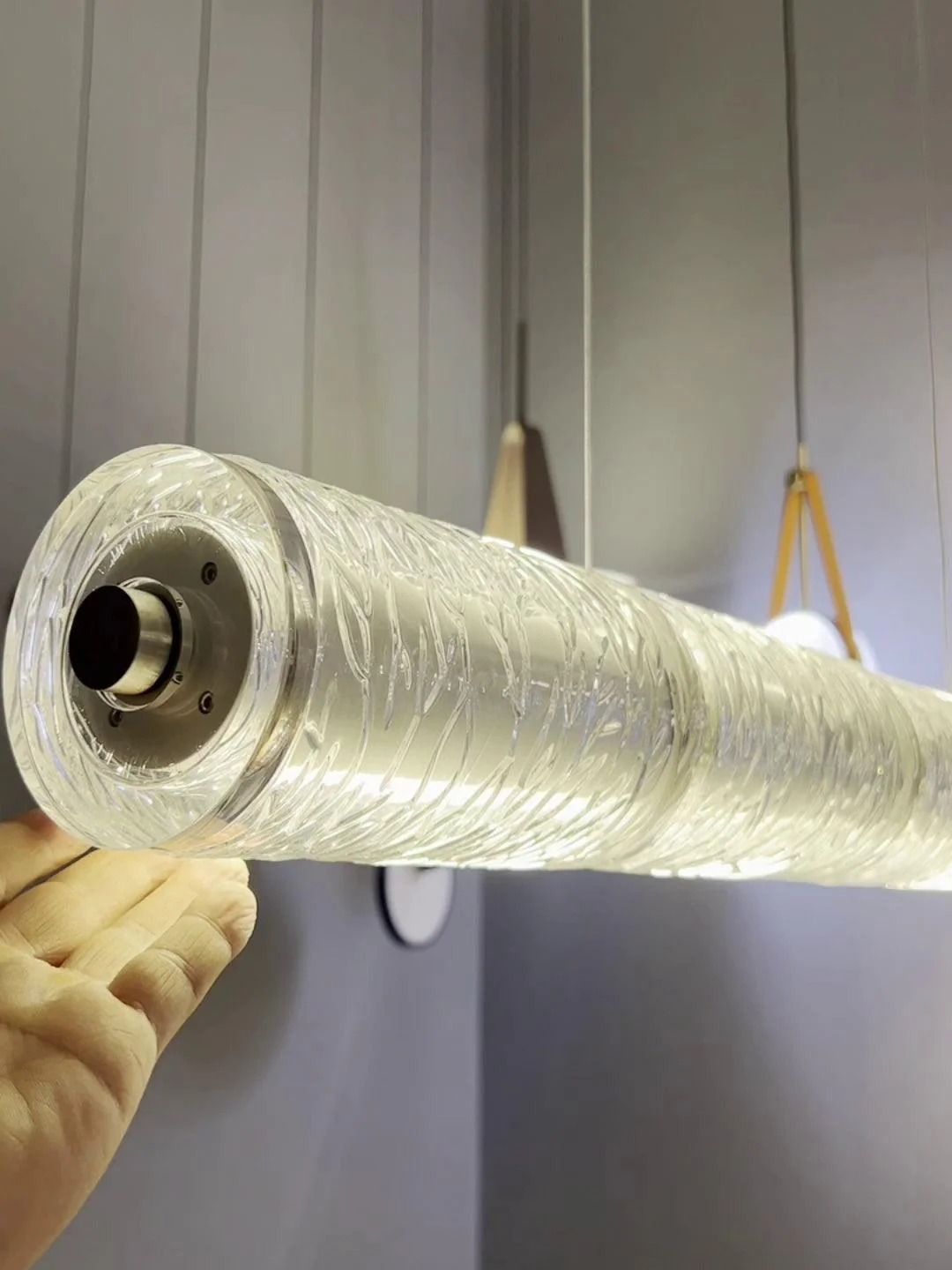 Люстра Mcdade Segmented Glass - 205см x 10см, серебристо-серый, прозрачный, холодный свет