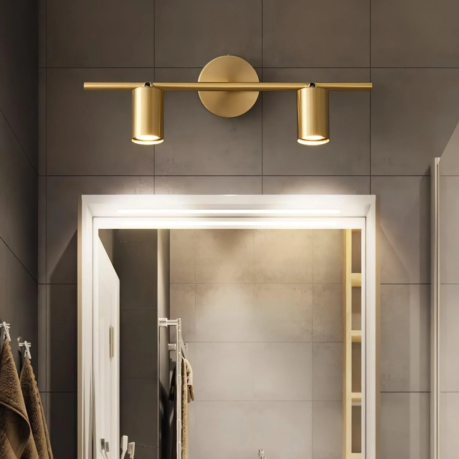 Rotatable Spotlight Wall Light - 2 heads Set of 2 / Black brushed gold