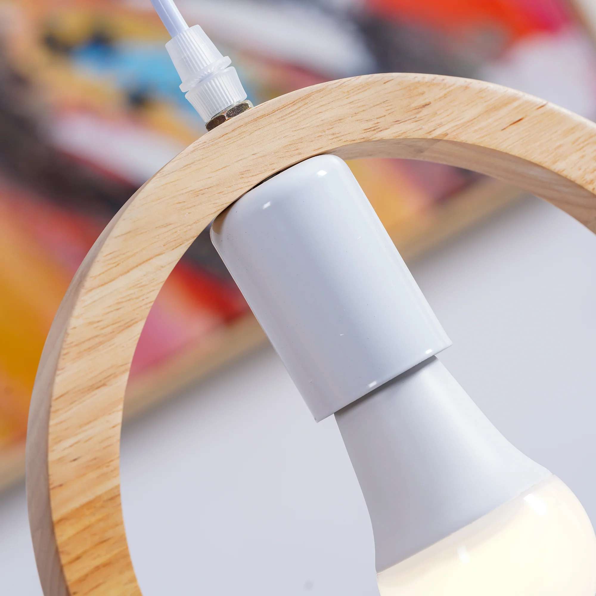 Подвесной светильник Wood Bird Resin - модель B ∅23см x 34см, деревянный
