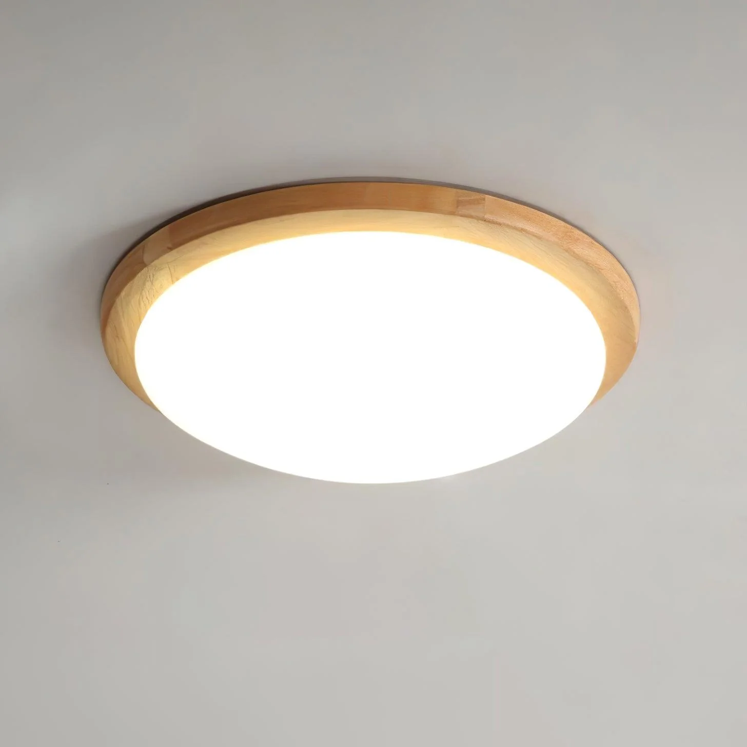 Потолочный светильник Drum Wood - круг, ∅40см x 10см, дерево, 3000-6500К