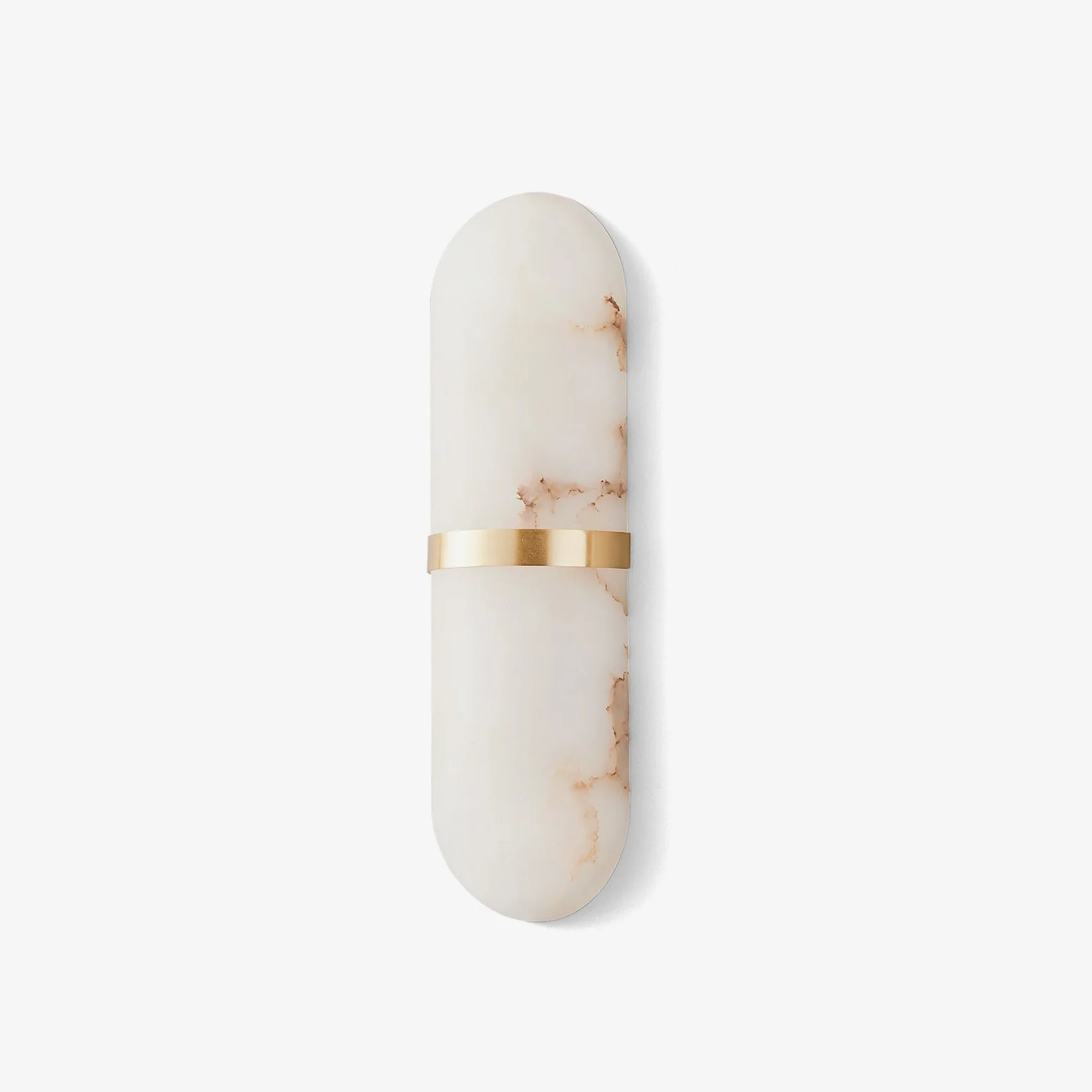 Alabaster Pill Wall Light - ∅ 4.7″ x H 15.7″ / Black & Warm Light / Set Of 2